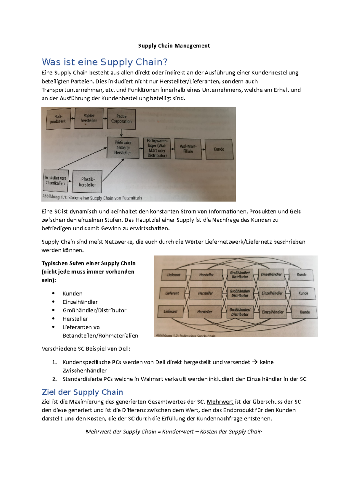 Zusammenfassung SCM - Supply Chain Management Was ist eine Supply Chain ...