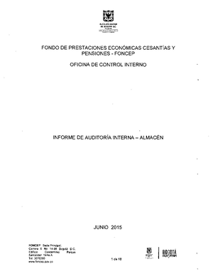 Auditoria control interno - FORMATO INFORME DE AUDITORÍA INTERNA ...