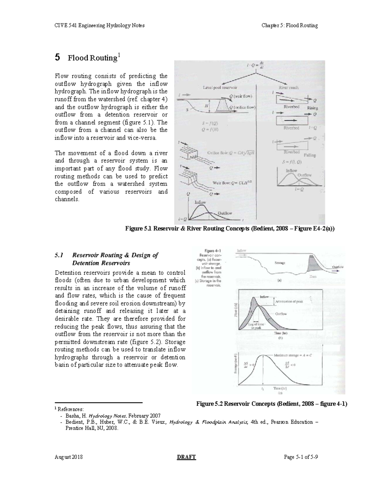 CIVE 541 - Chap 5 - Chap 5 - 5 Flood Routing 1 Flow routing consists of ...