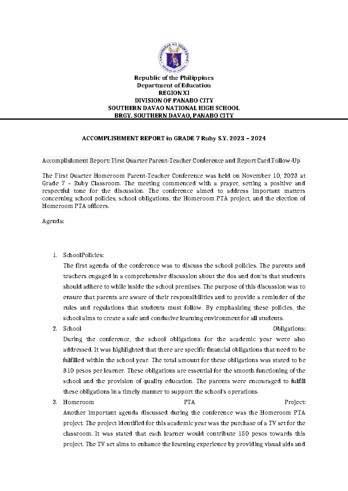 Accom-ruby - REPORT ABOUT SECTION RUBY - Republic of the Philippines ...