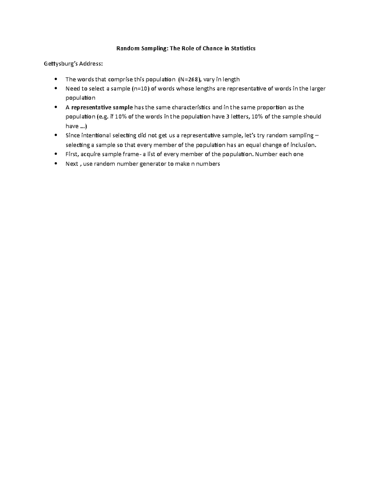 Random Sampling - Notes - Random Sampling: The Role of Chance in ...