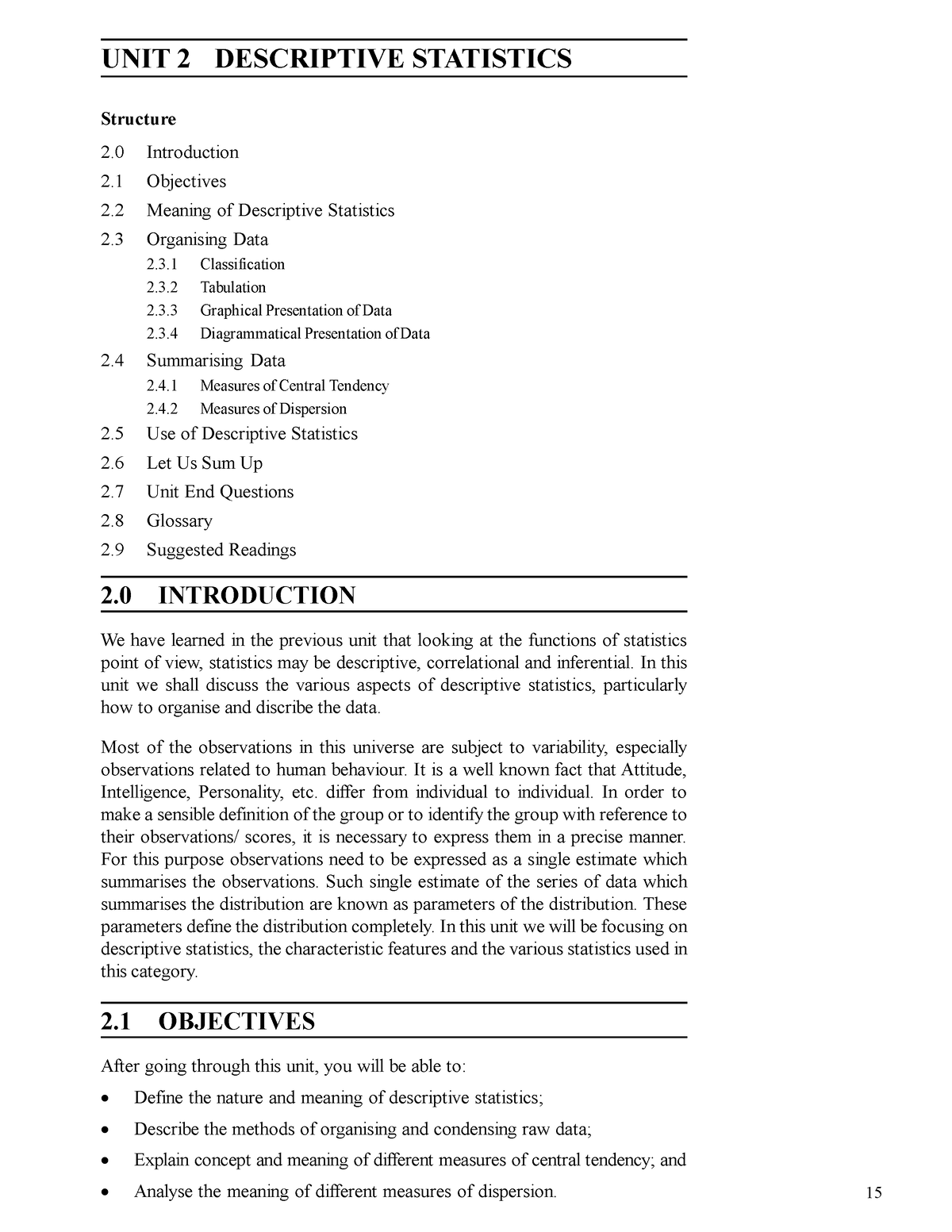 Unit-2 - Notes - Introduction to Statistics UNIT 2 DESCRIPTIVE ...