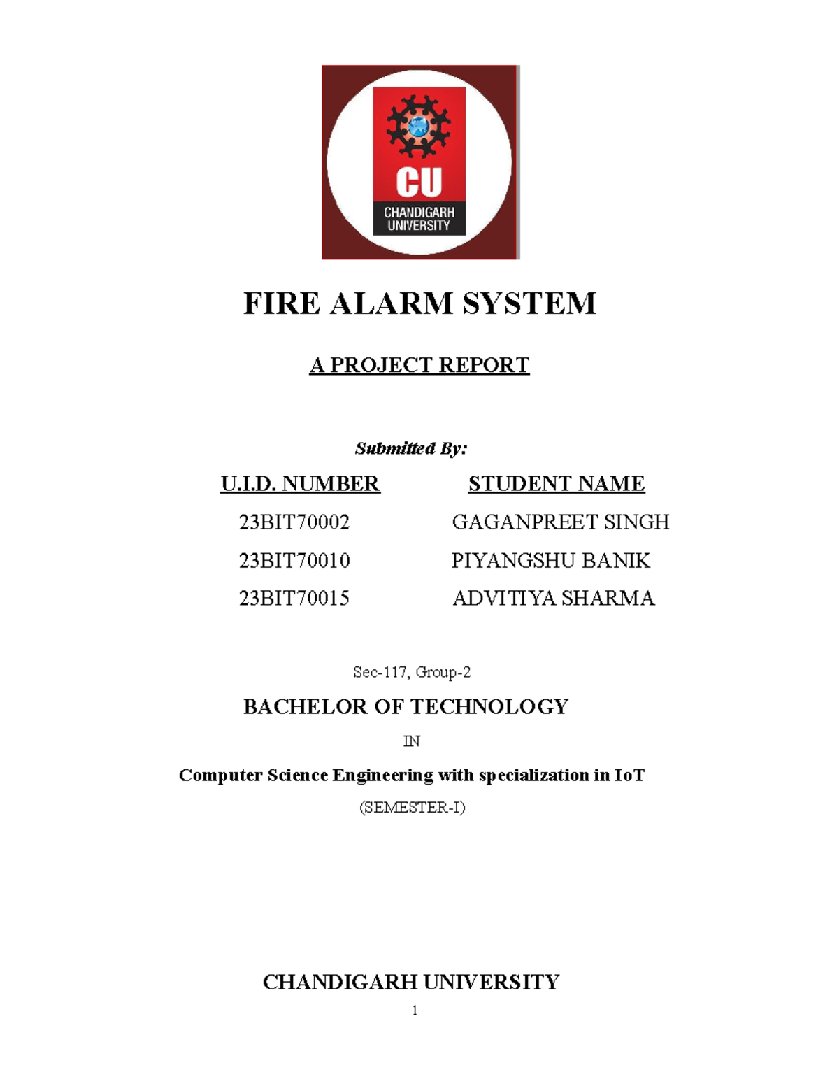 Fire Alarm System Mini Project Report FIRE ALARM SYSTEM A