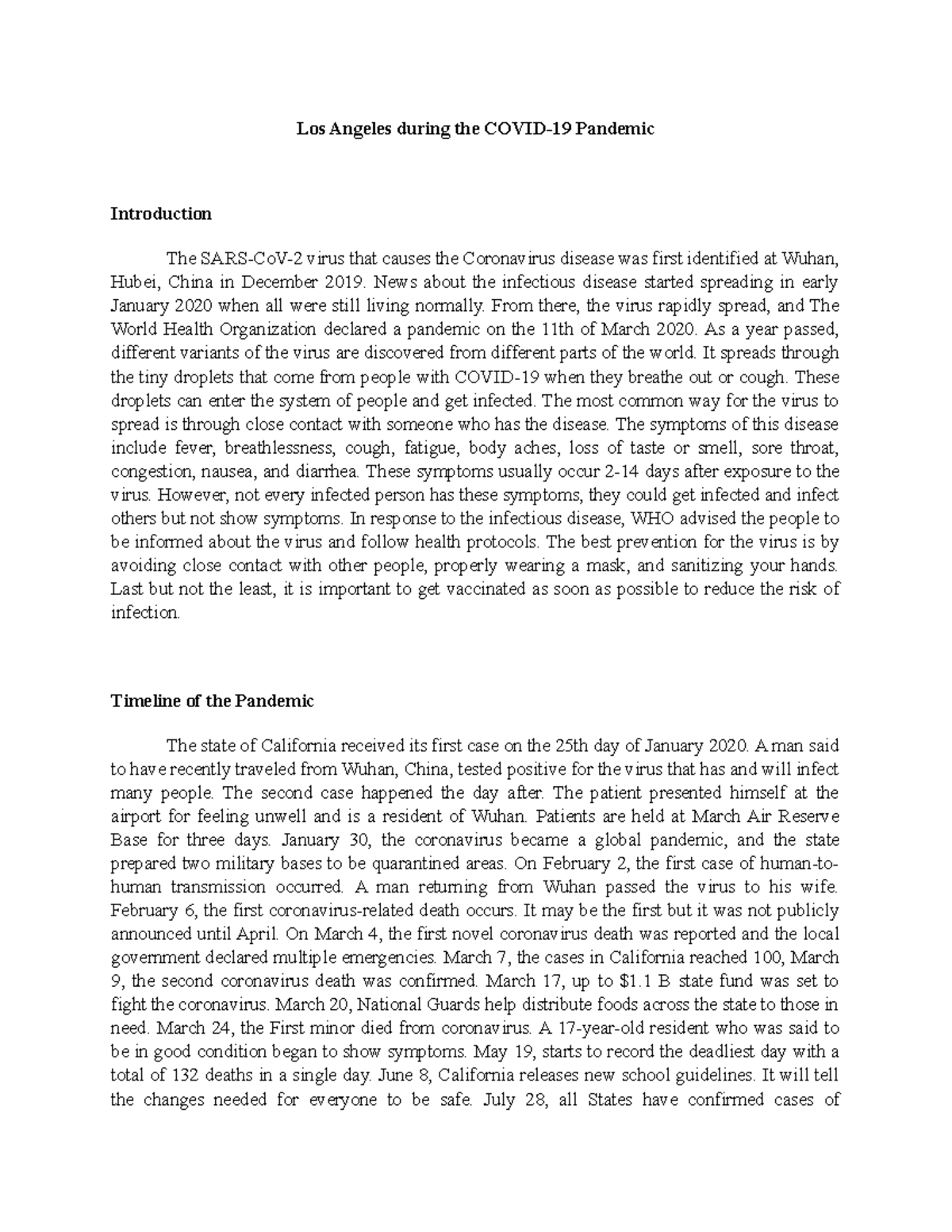 Contemw- Finals - Lecture notes 3-7 - Los Angeles during the COVID-19 ...
