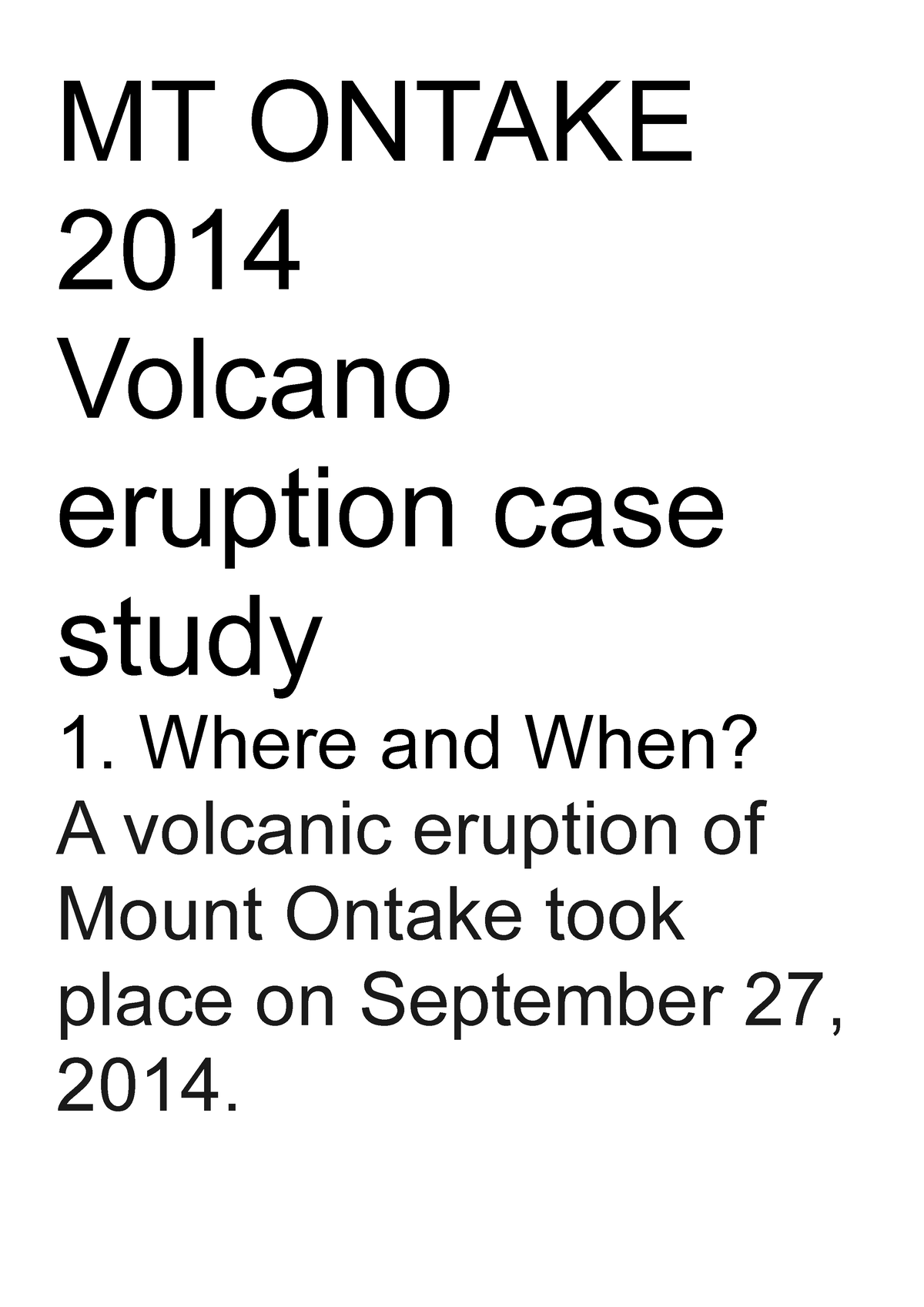 volcanoes case study