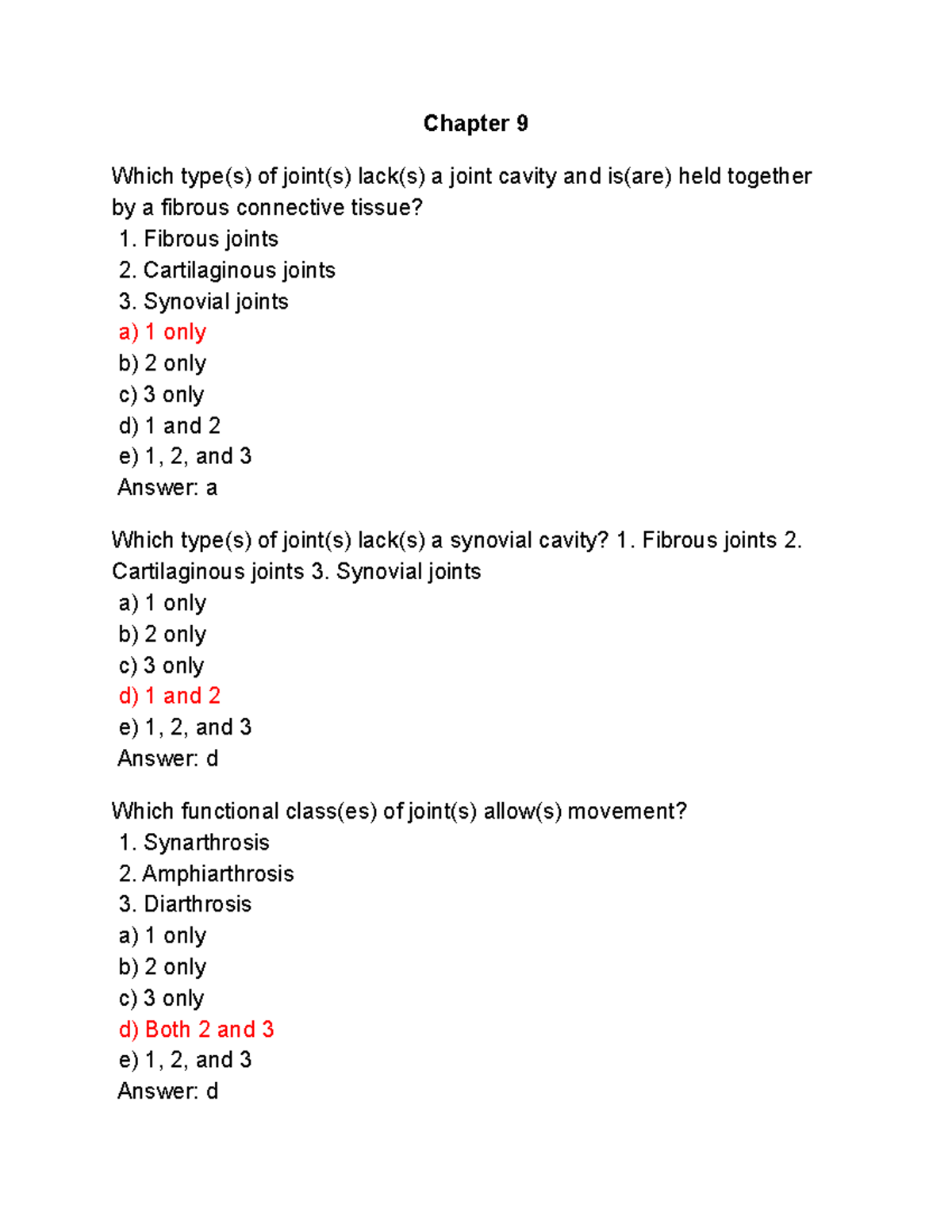 Chapter 9 - Practice Questions - Multiple Choice - BIOL 235 - AU - Studocu