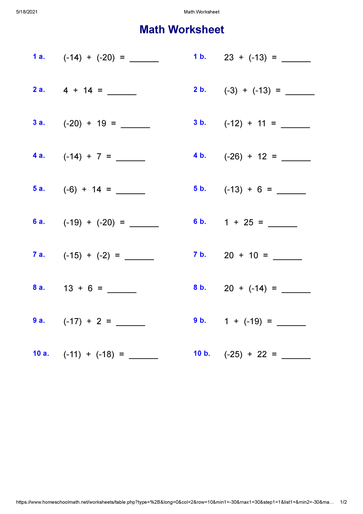 add-two-intergers-30-to-30-1-5-18-2021-math-worksheet-studocu