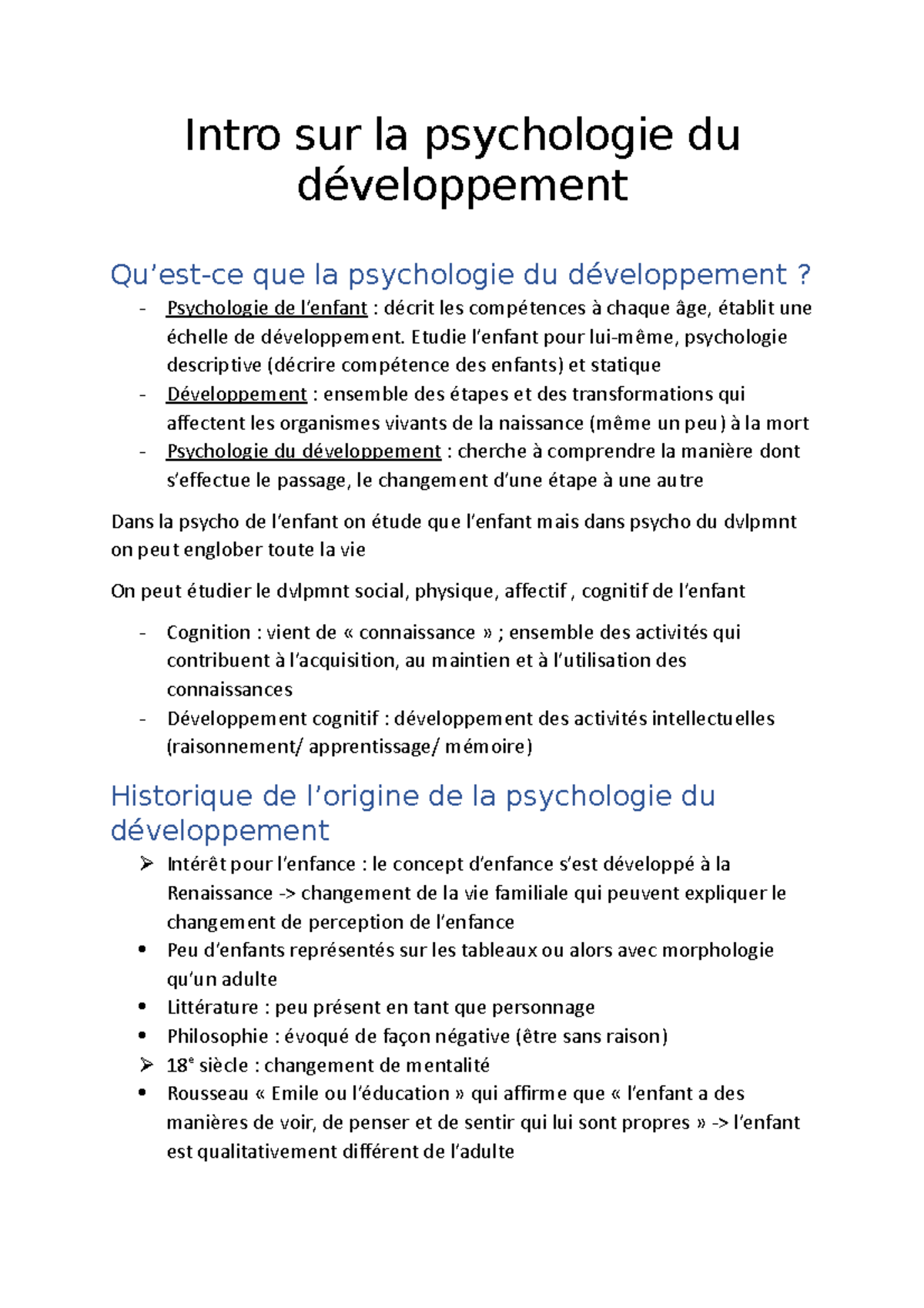 Psychologie du développement - Intro sur la psychologie du ...