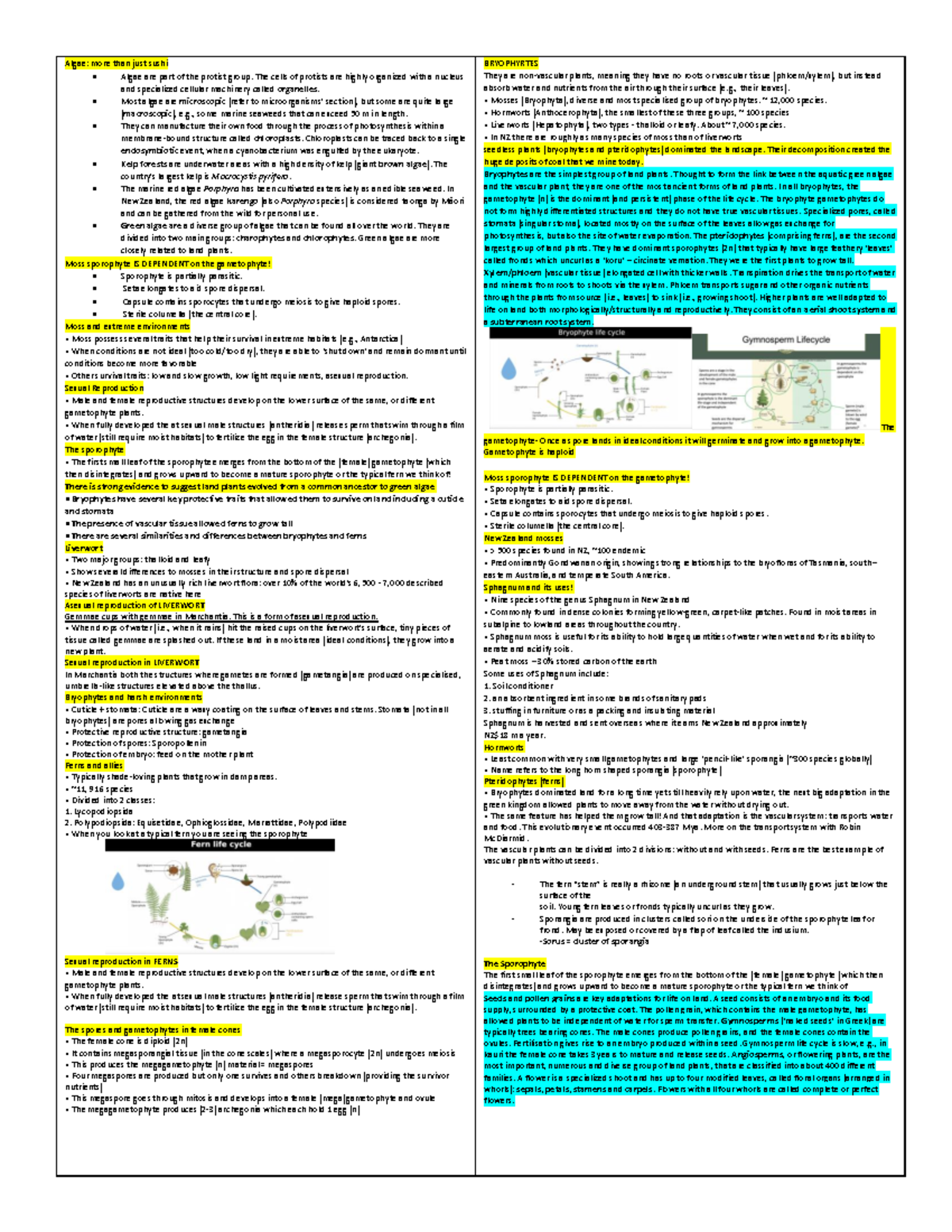 Topic test 2 notes - bio - Biodiversity: Patterns of Life - AucklandUni ...