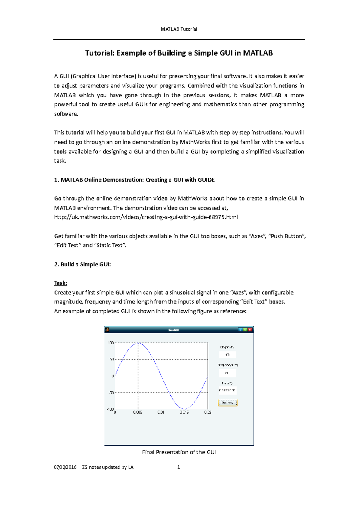 Matlab GUI Tutorial 2016 - MATLAB Tutorial Tutorial: Example of ...
