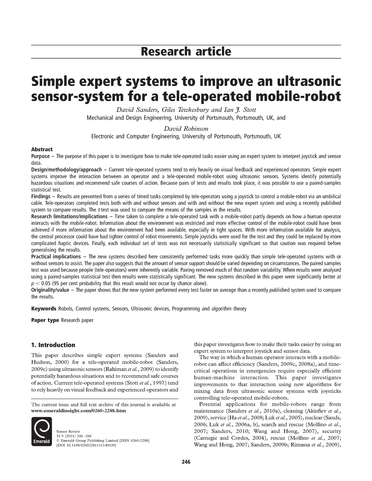 literature review on ultrasonic sensor