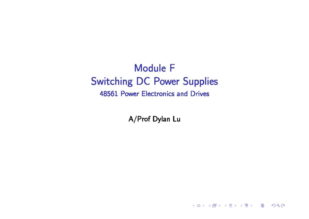 PED Module F SMPS - Lecture 4 Switching DC Power Supplies One Of The ...