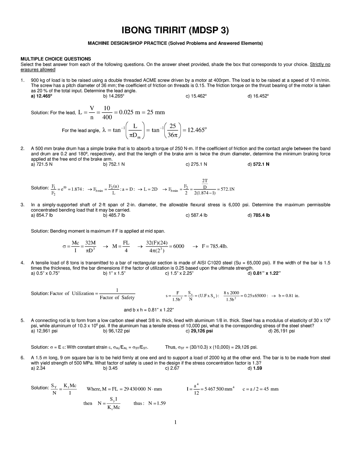 Ibong Tiririt (MDSP 3) - IBONG TIRIRIT (MDSP 3) MACHINE DESIGN/SHOP ...