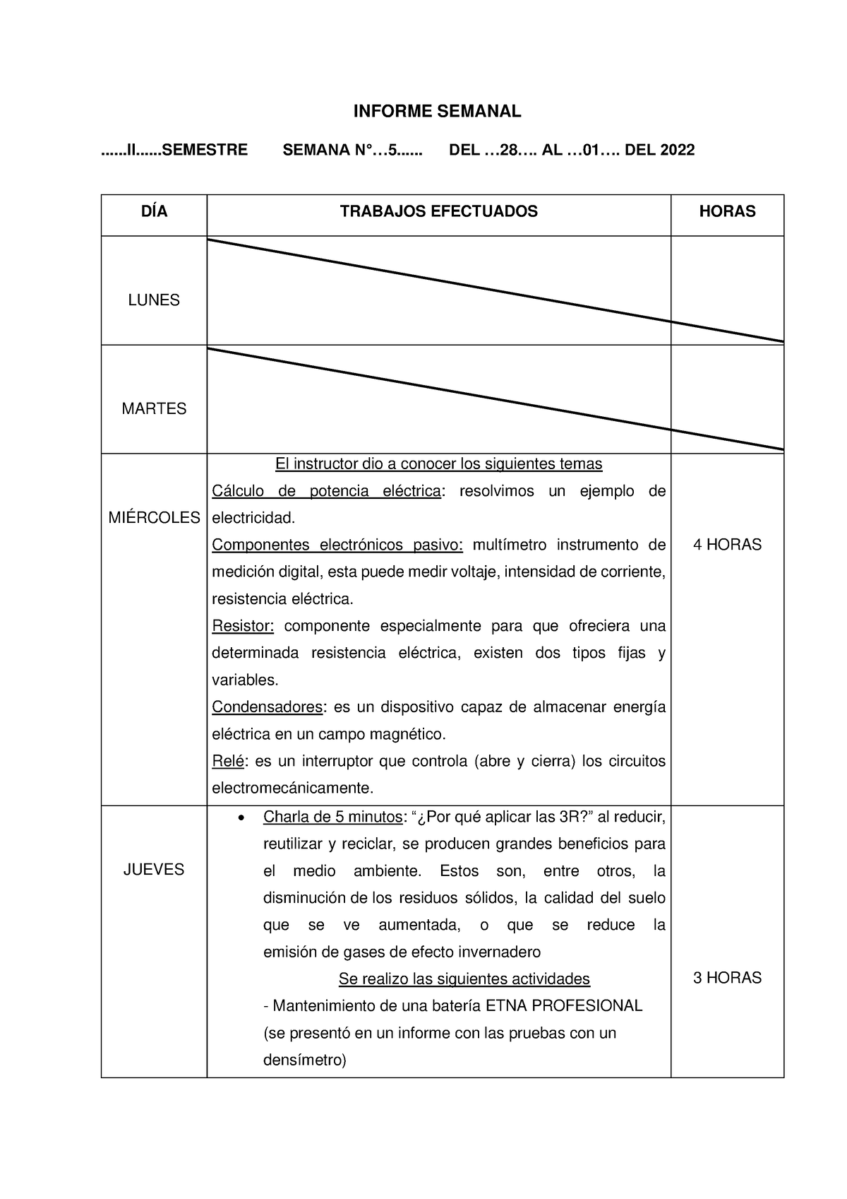 Cuaderno De Informes Semana 5 Viernes Informe Semanal Ii