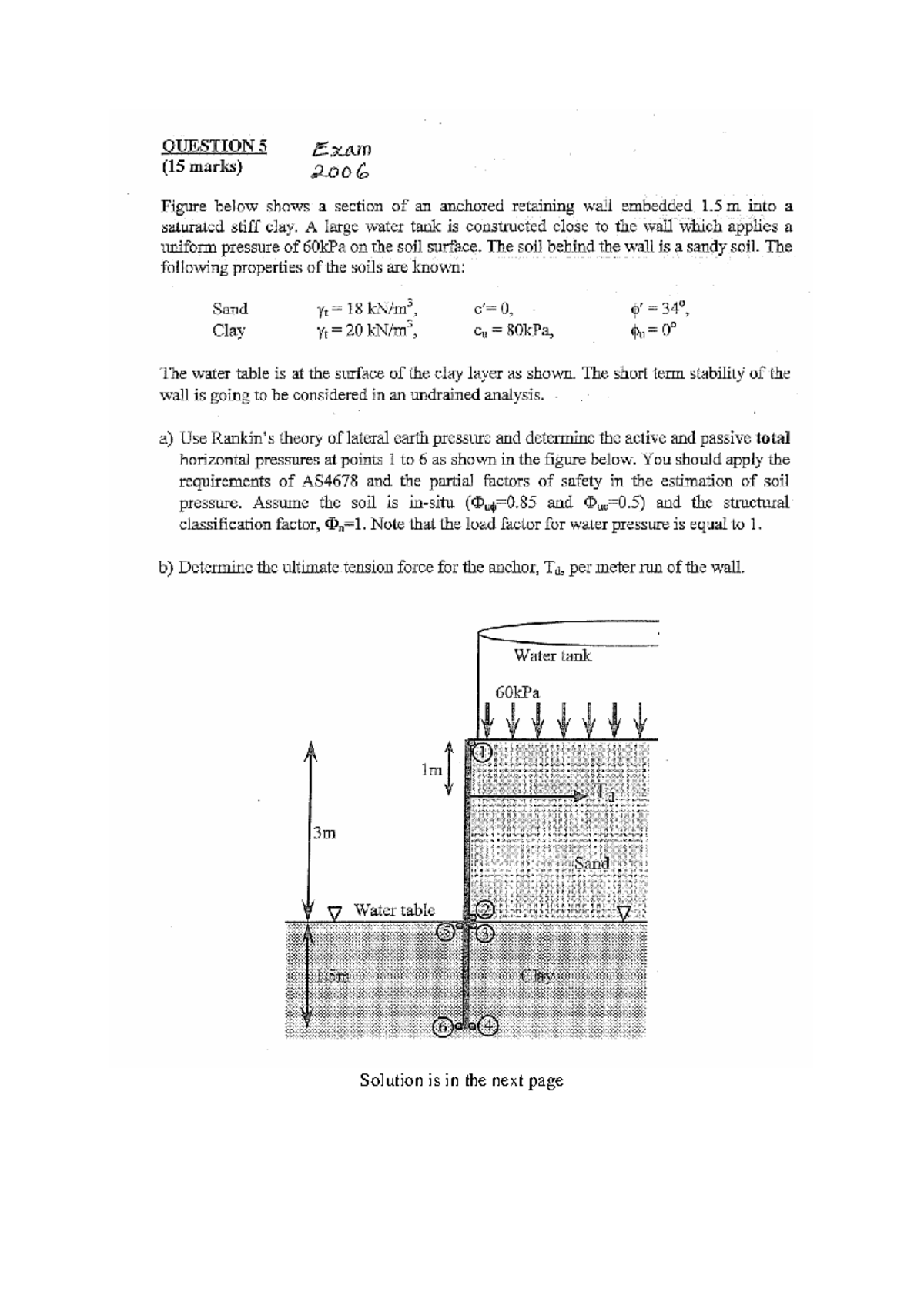 Anchored retaining wall - an example with solution - 048360 - Solution ...