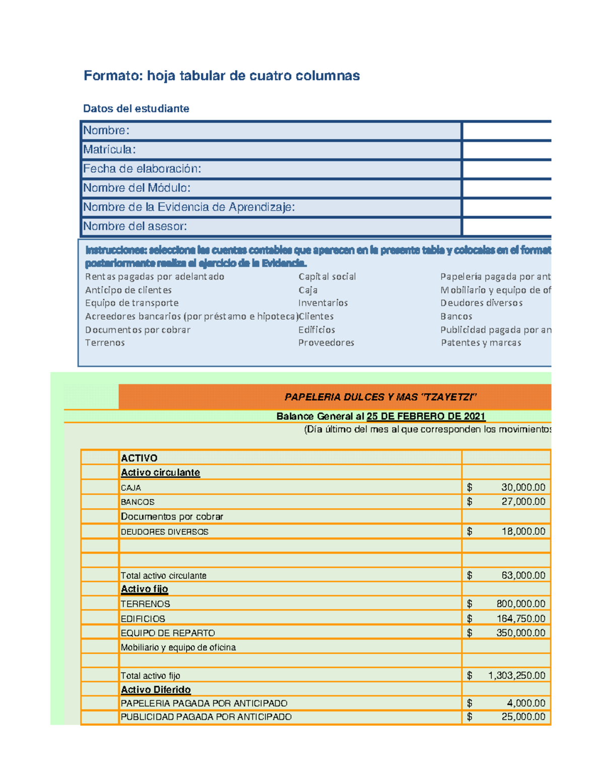 Garcia Teresita Balance - Formato: hoja tabular de cuatro columnas ...