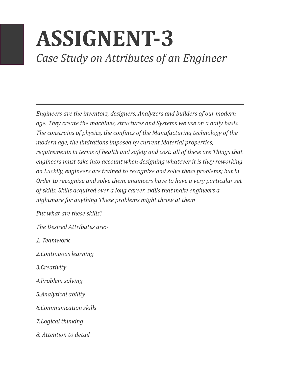 case study on attributes of an engineer ppt