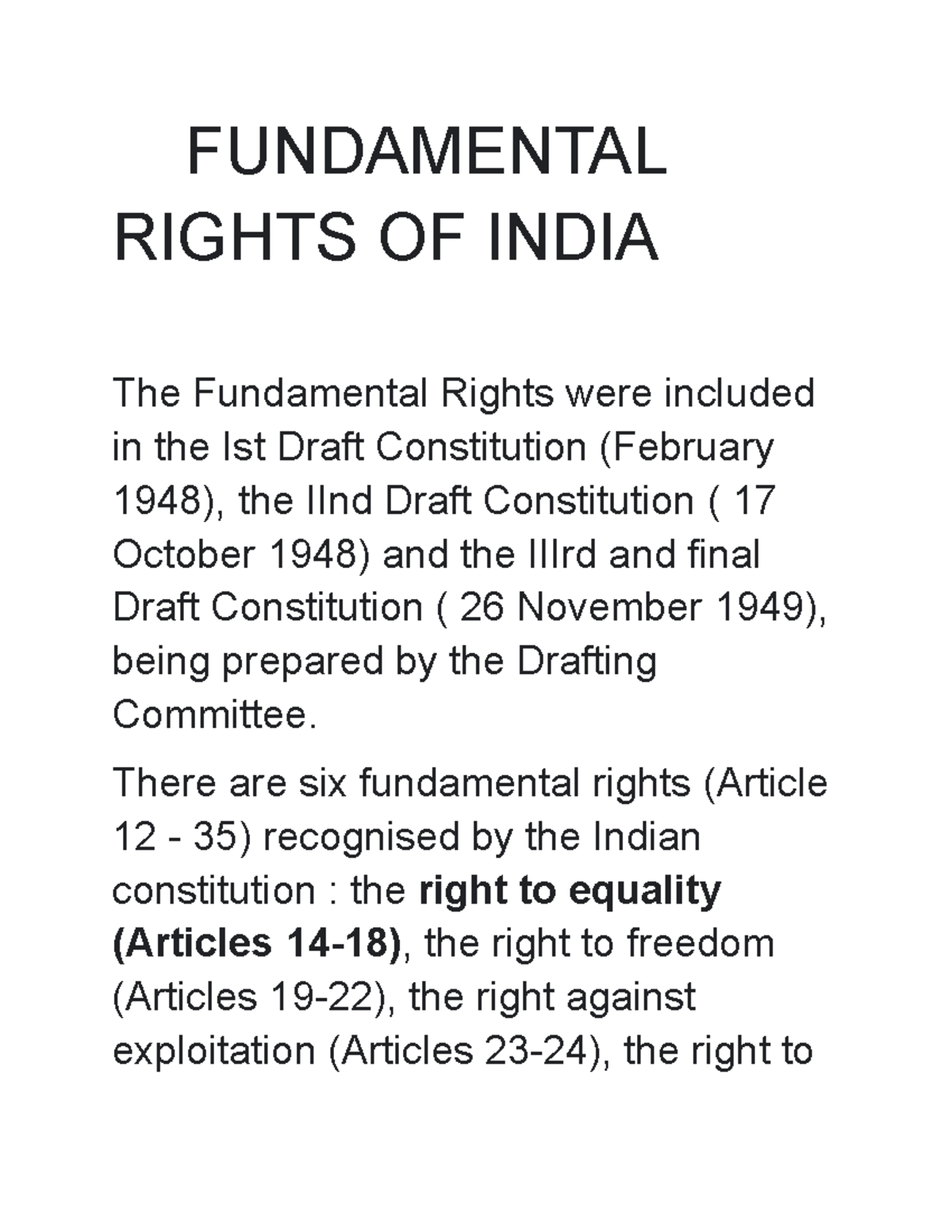 When Was Fundamental Rights Introduced In India