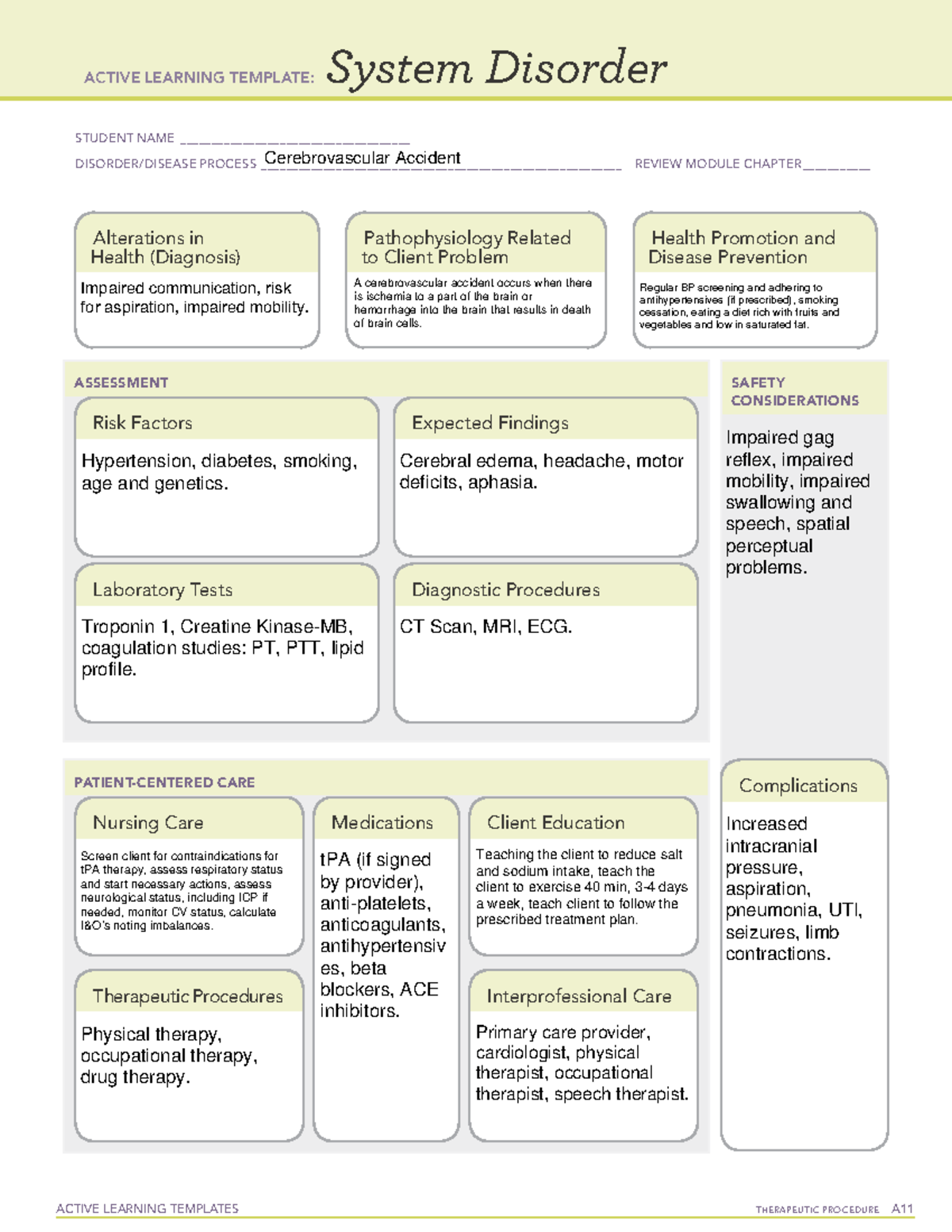 Cerebrovascular Accident - ACTIVE LEARNING TEMPLATES THERAPEUTIC ...