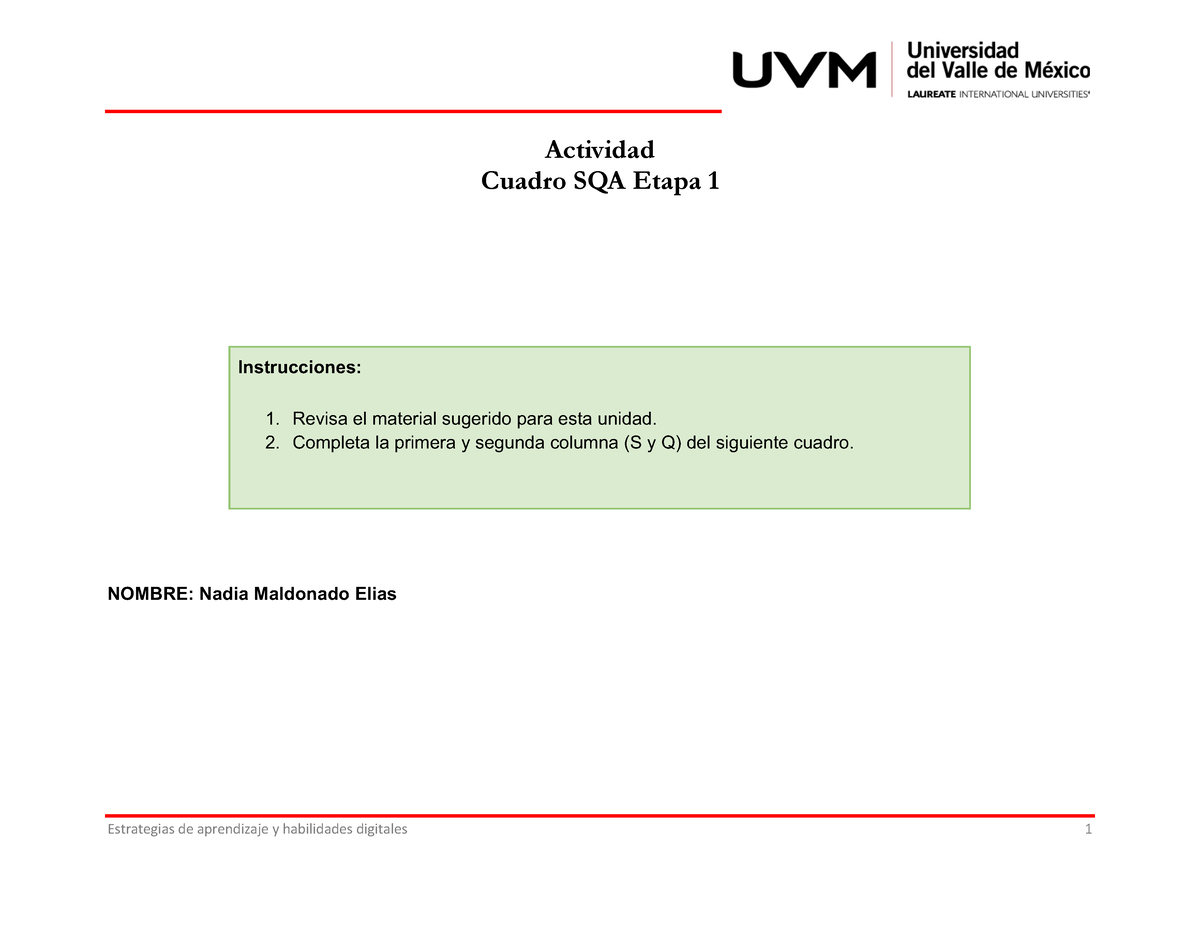 ACT11 Cuadro SQA - Estrategias De Aprendizaje Y Habilidades Digitales 1 ...