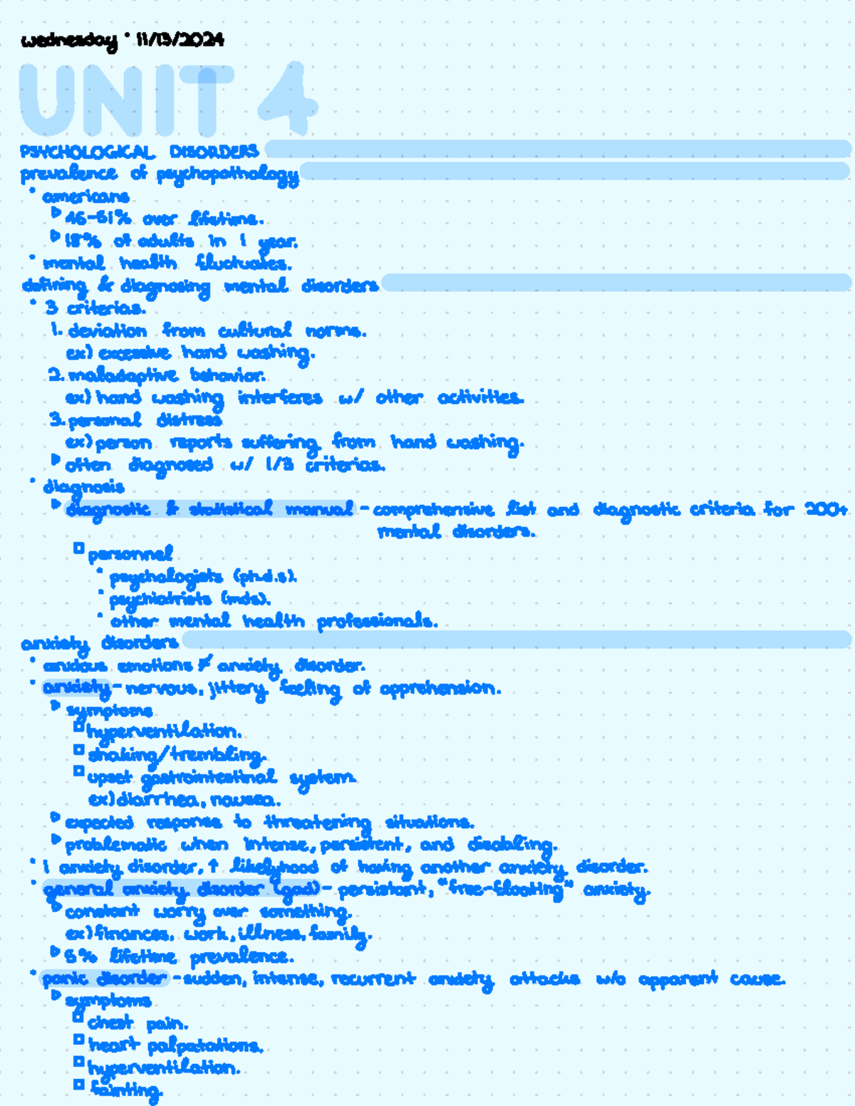 Psychology 101 - unit 4! - Wednesday : 11/13/ PSYCHOLOGICAL DISORDERS ...