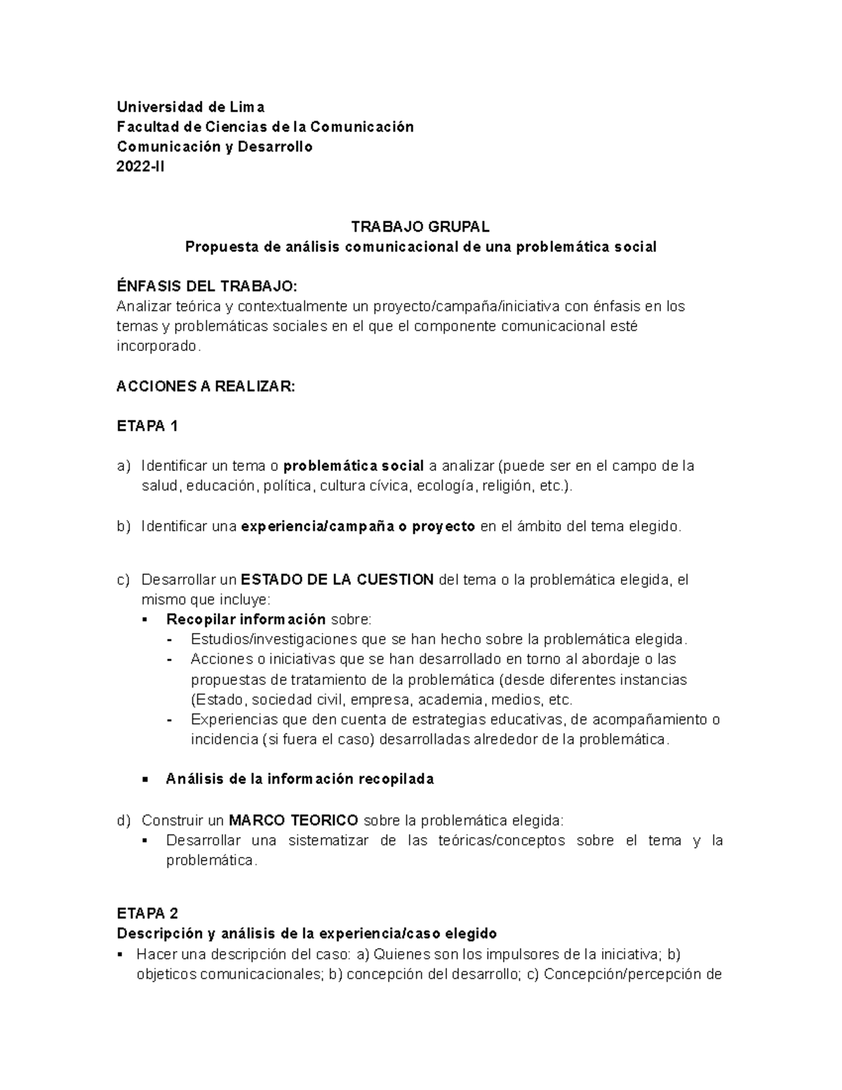 DOC 1- Propuesta De Analisis De Una Problematica Social - Universidad ...