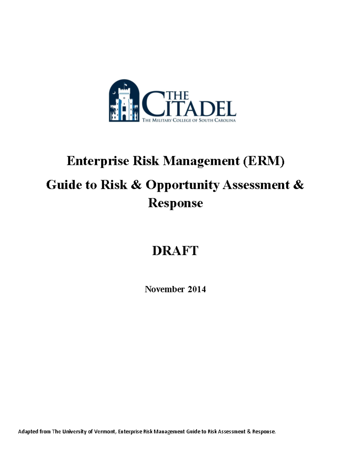 Citadel erm guide to risk and opportunity assessment and response draft