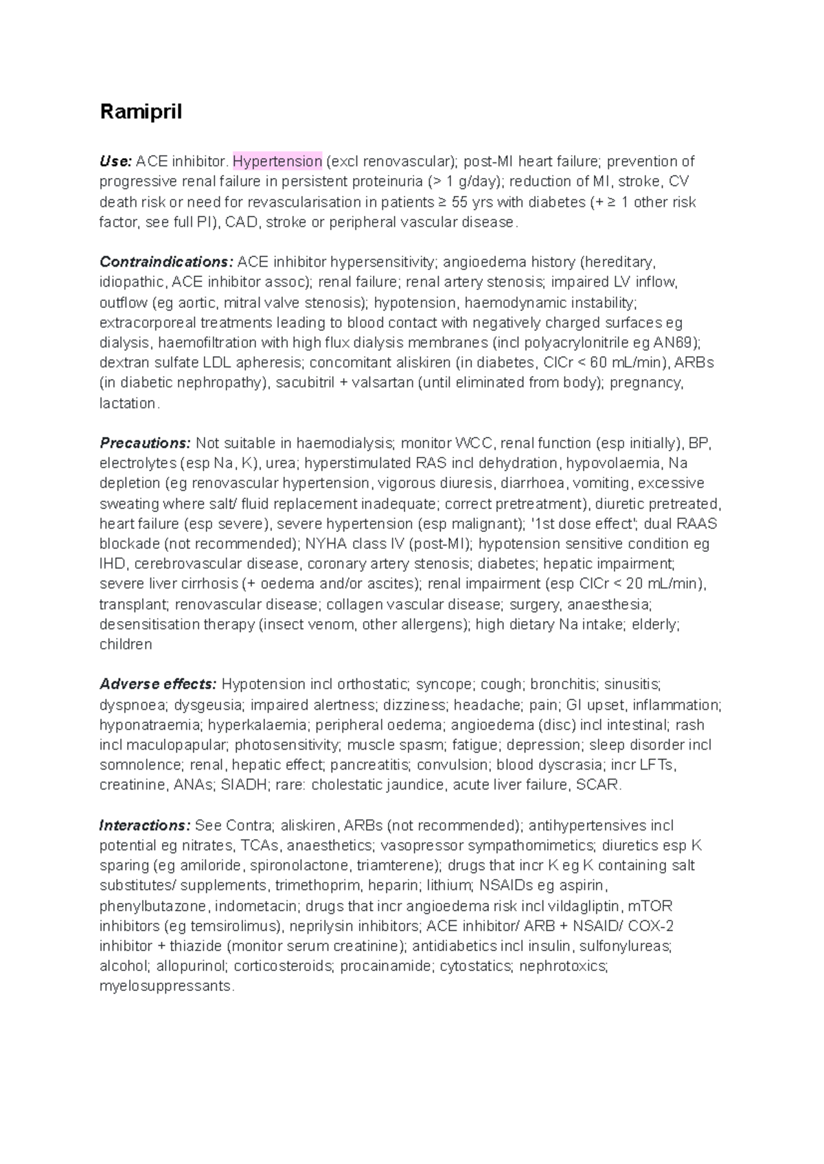 Emims for Hltenn 040 CSA - Ramipril Use: ACE inhibitor. Hypertension ...