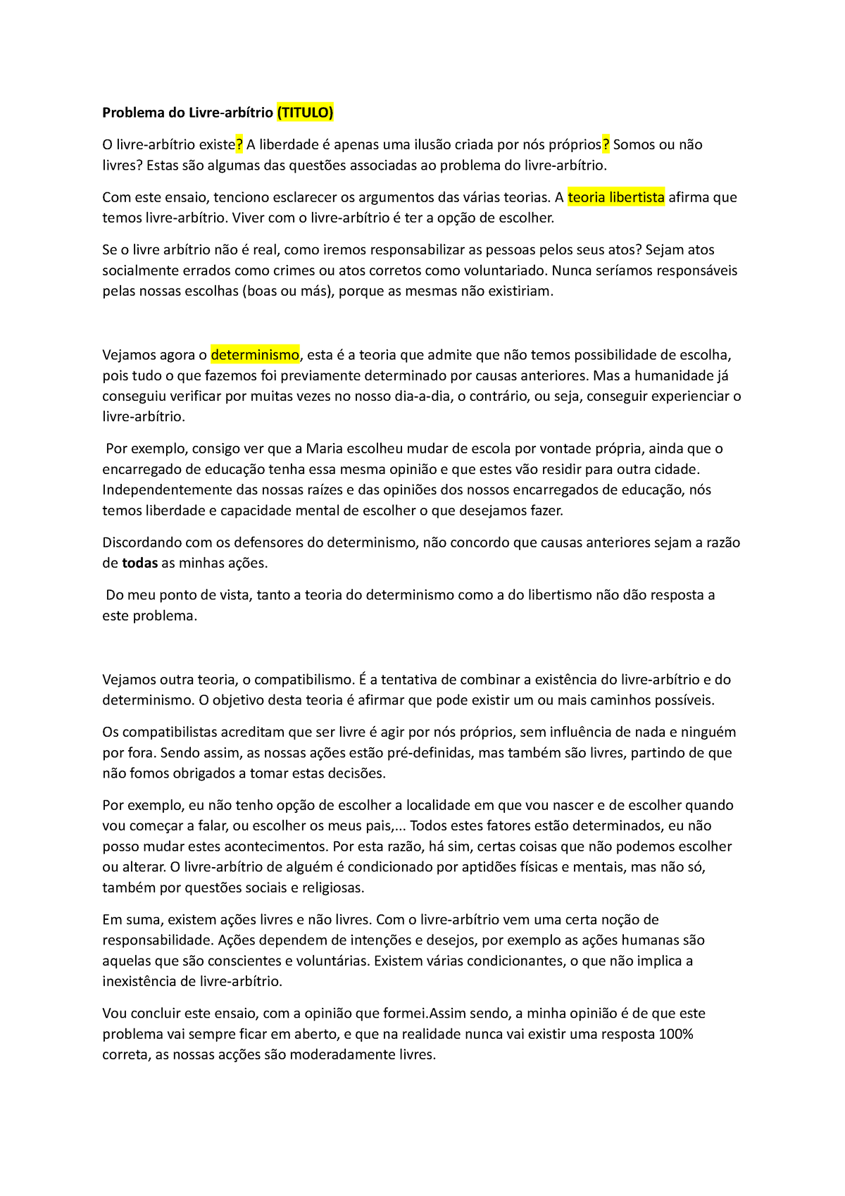 Ensaio Sobre O Livre Arbitrio Problema Do Livre Arbítrio Titulo O Livre Arbítrio Existe A 