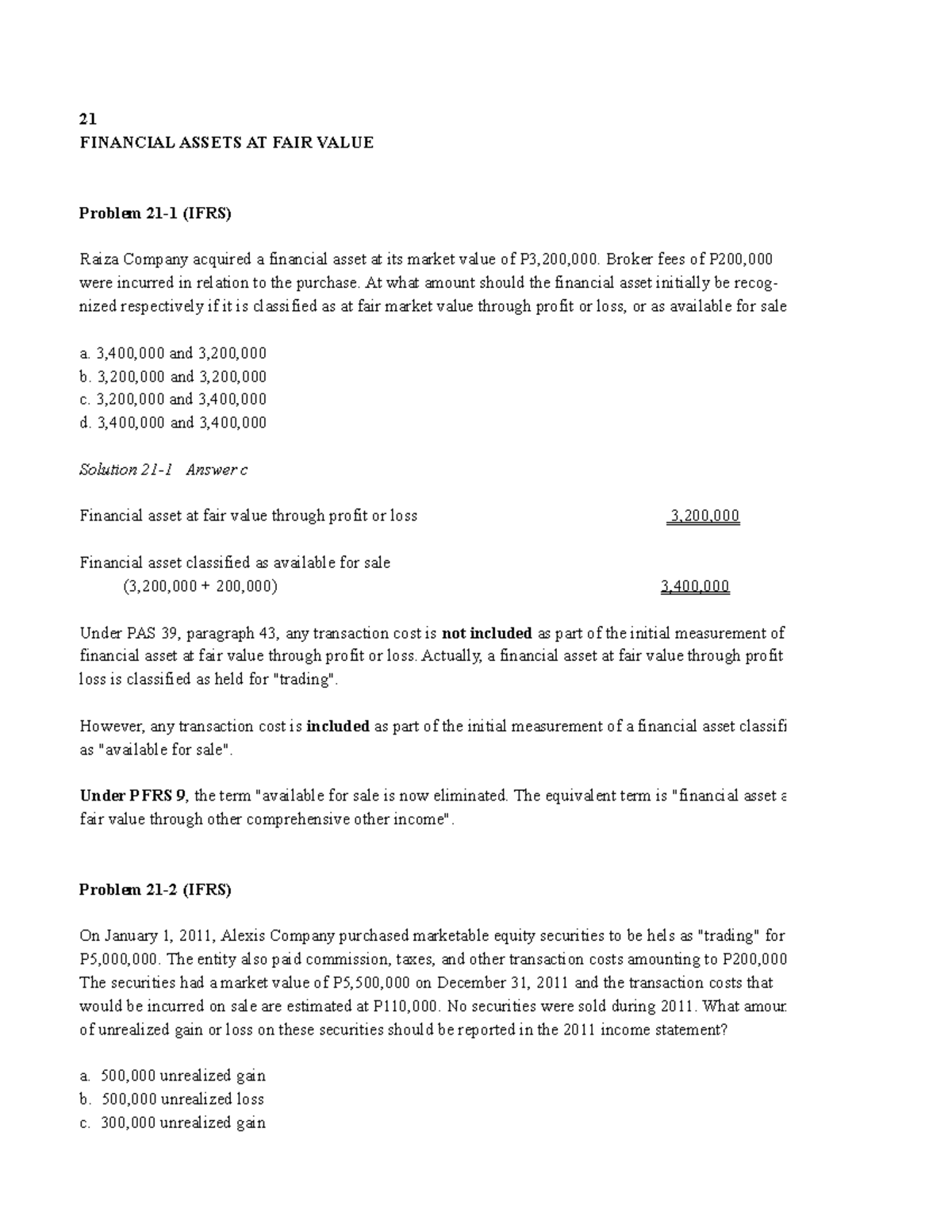 Auditing compress manual solution cabrera - 21 FINANCIAL ASSETS AT FAIR ...