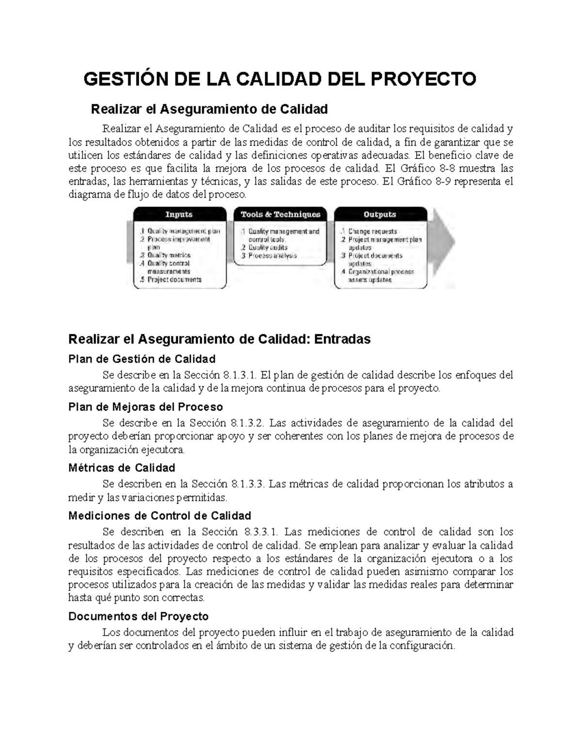 5. Gestión de calidad de un proyecto ( Pmbok 5ta Ed - GESTIÓN DE LA ...