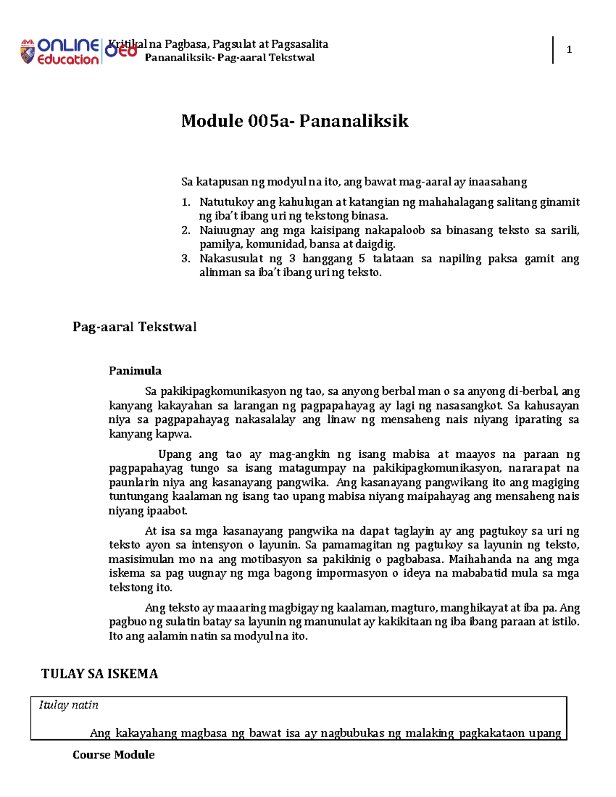 Module 005a- Pananaliksik - Kritikal Na Pagbasa, Pagsulat At ...