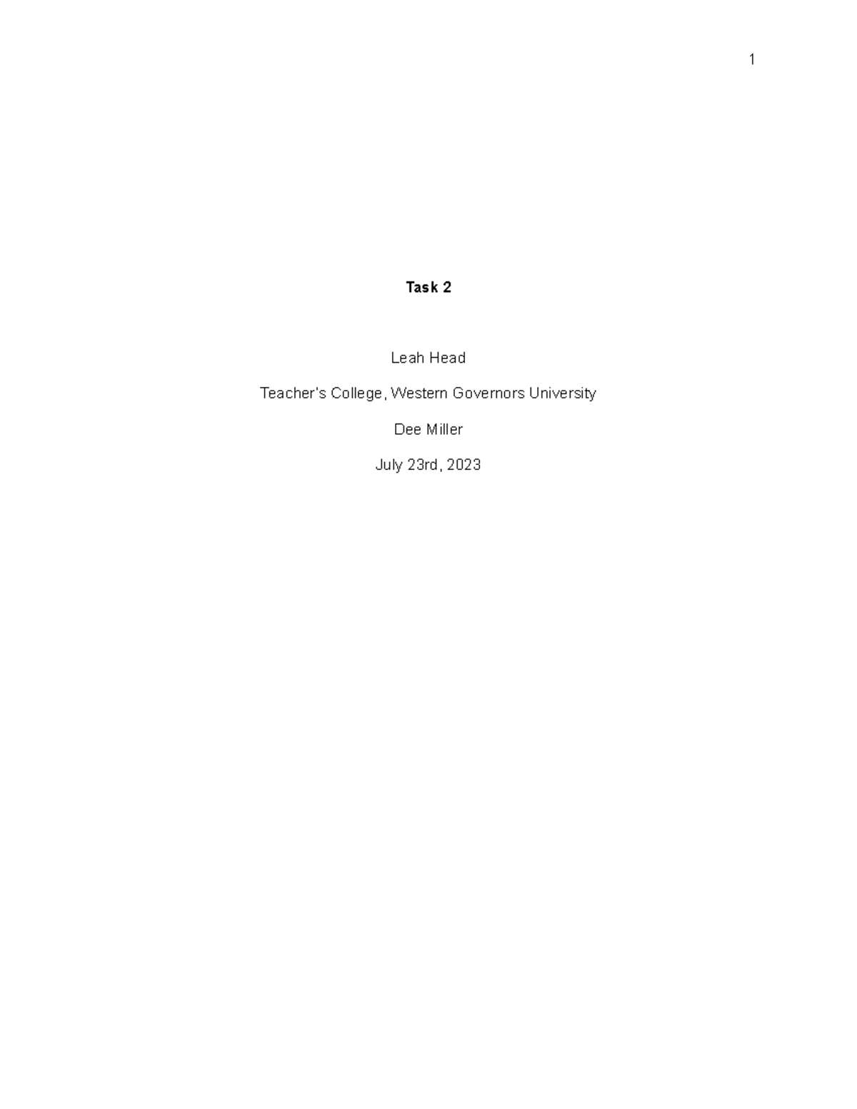 D020-Task 2- updated - D020 Task 2 - Task 2 Leah Head Teacher’s College ...