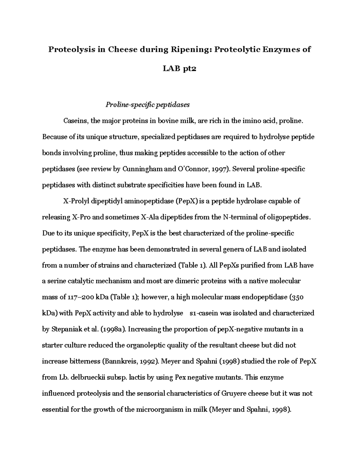 Proteolytic Enzymes of LAB pt2 Proteolysis in Cheese during Ripening
