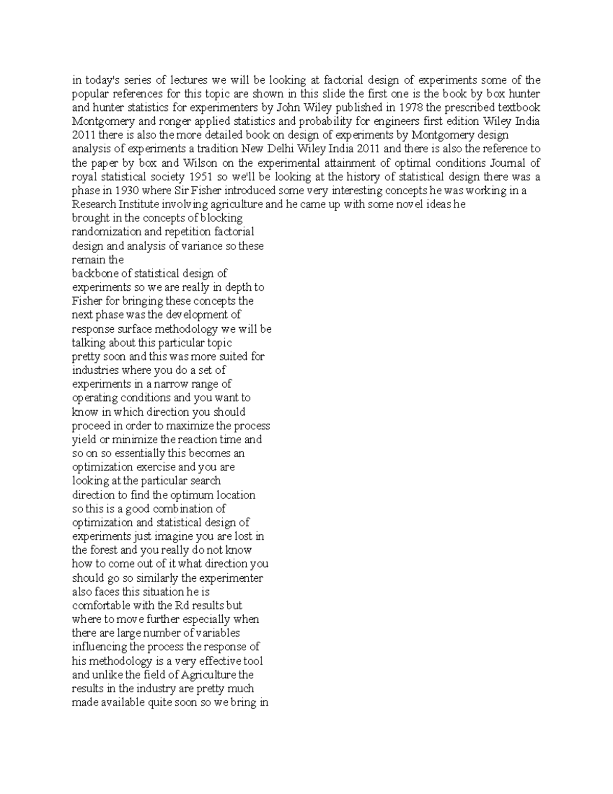 Factorial Design of Experiments – Part A - in series of lectures we ...