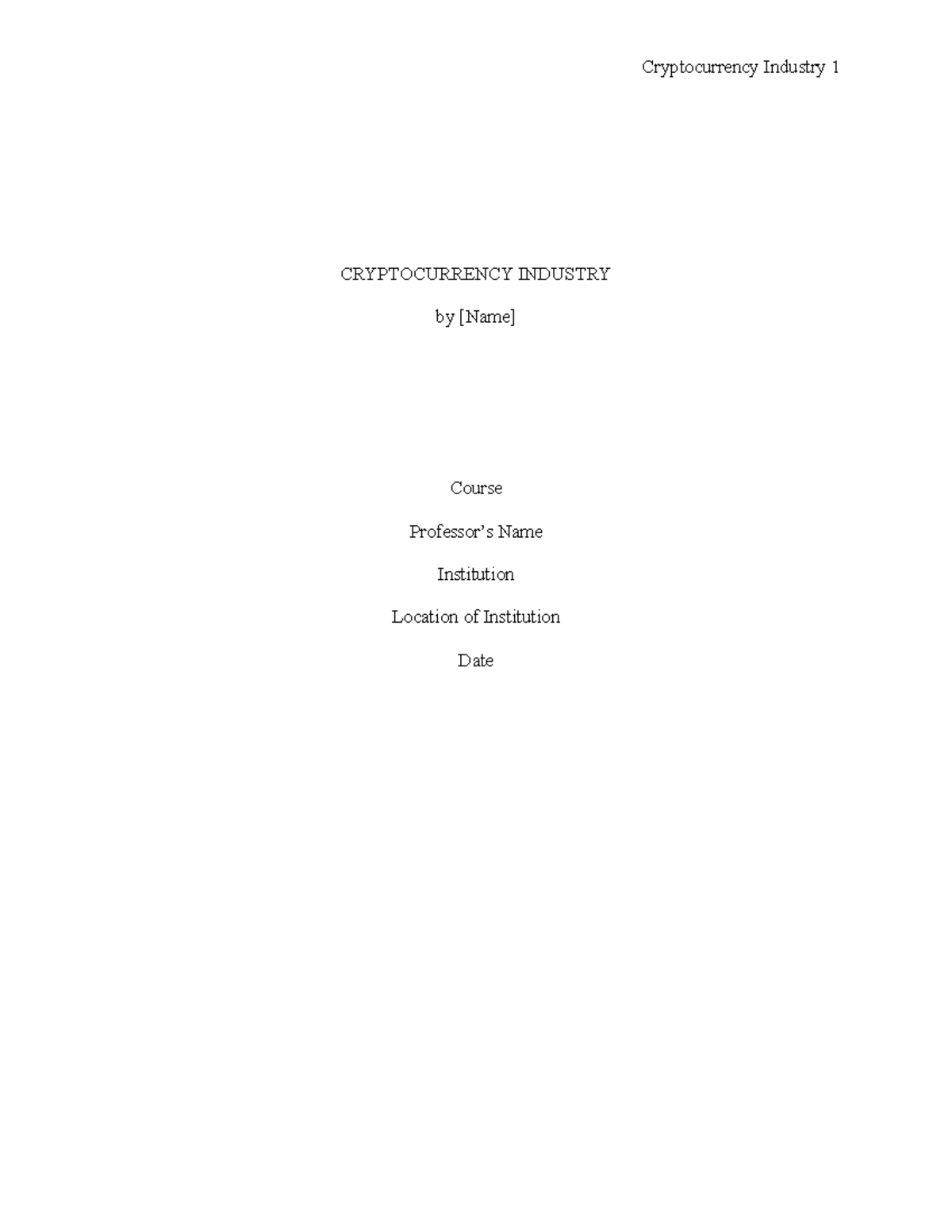 936235 - Food processing Assignment - CRYPTOCURRENCY INDUSTRY by [Name ...