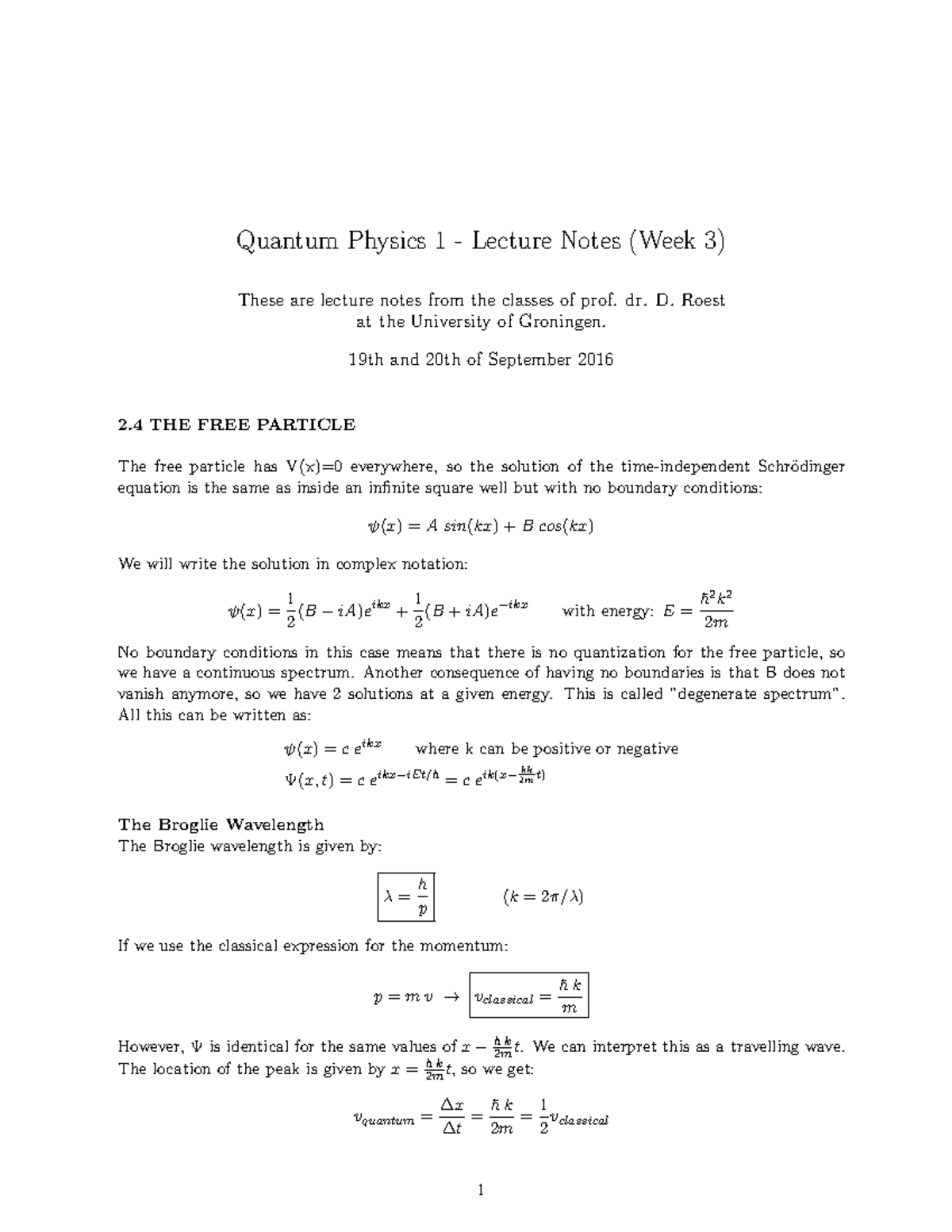 Quantum Physics 1 Lecture Week3 - Quantum Physics 1 - Lecture Notes ...