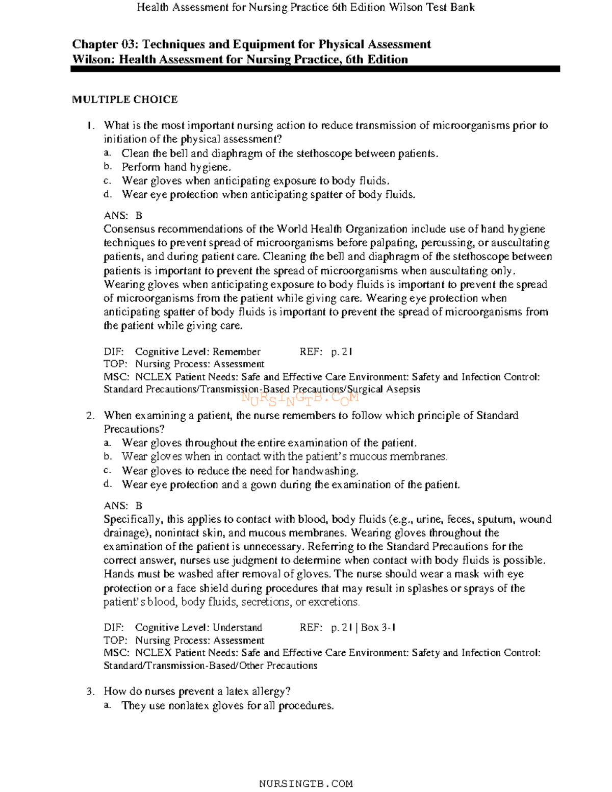 Chapter 03 Techniques and Equipment for Physical Assessment - NURSINGTB ...