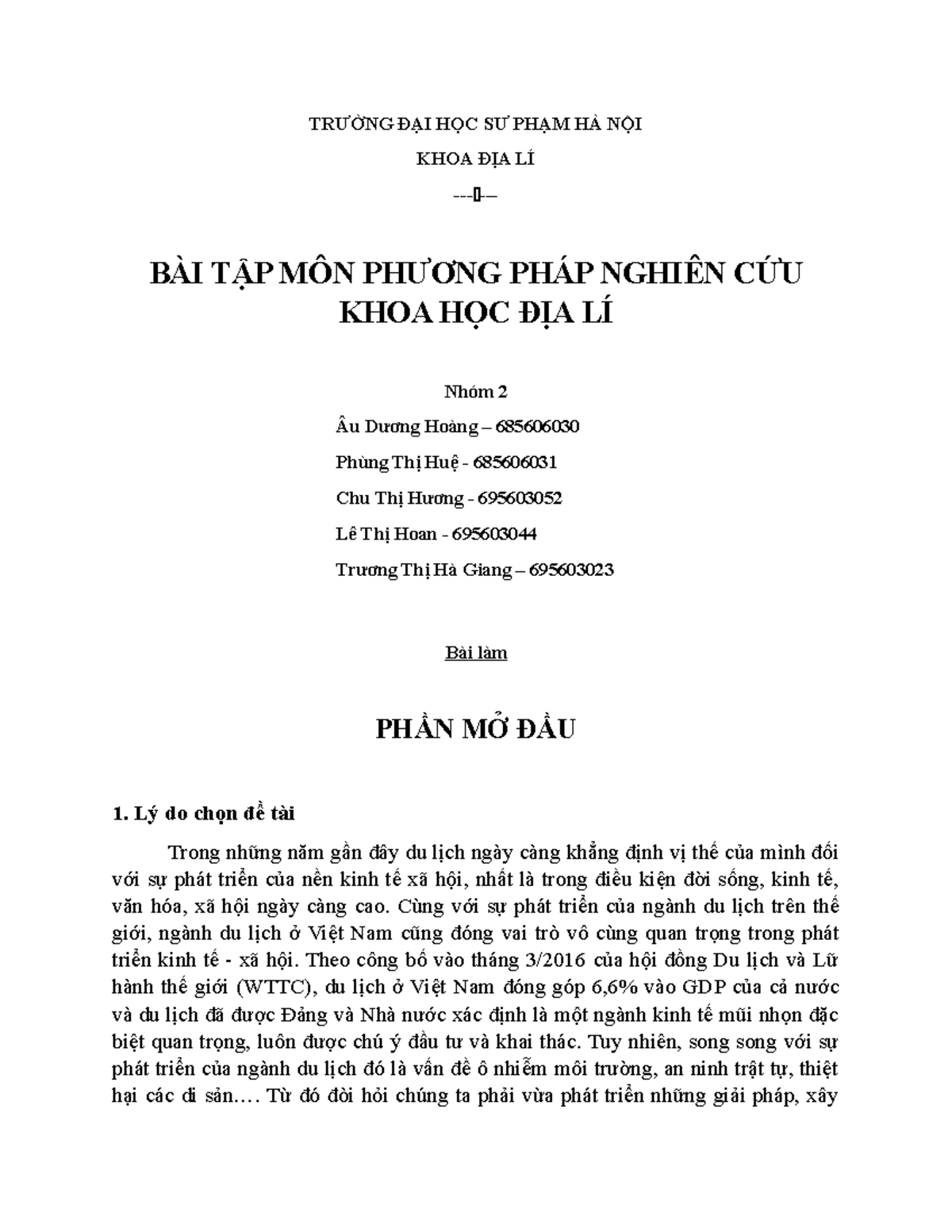 Nhóm 2 - Phương pháp nghiên cứu khoa học Địa Lý - Physical Education - Studocu