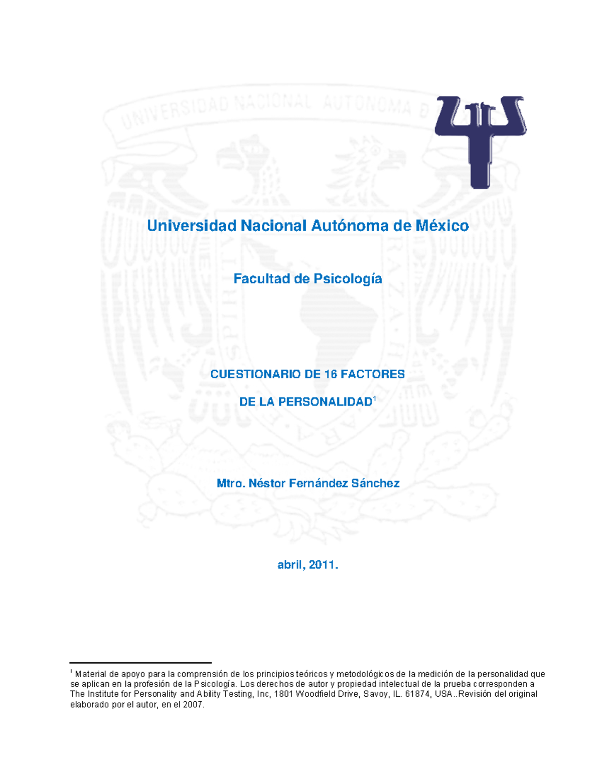 16FP Cattell Instructivo Para Calificaci - 1 Material D Se Aplican E ...