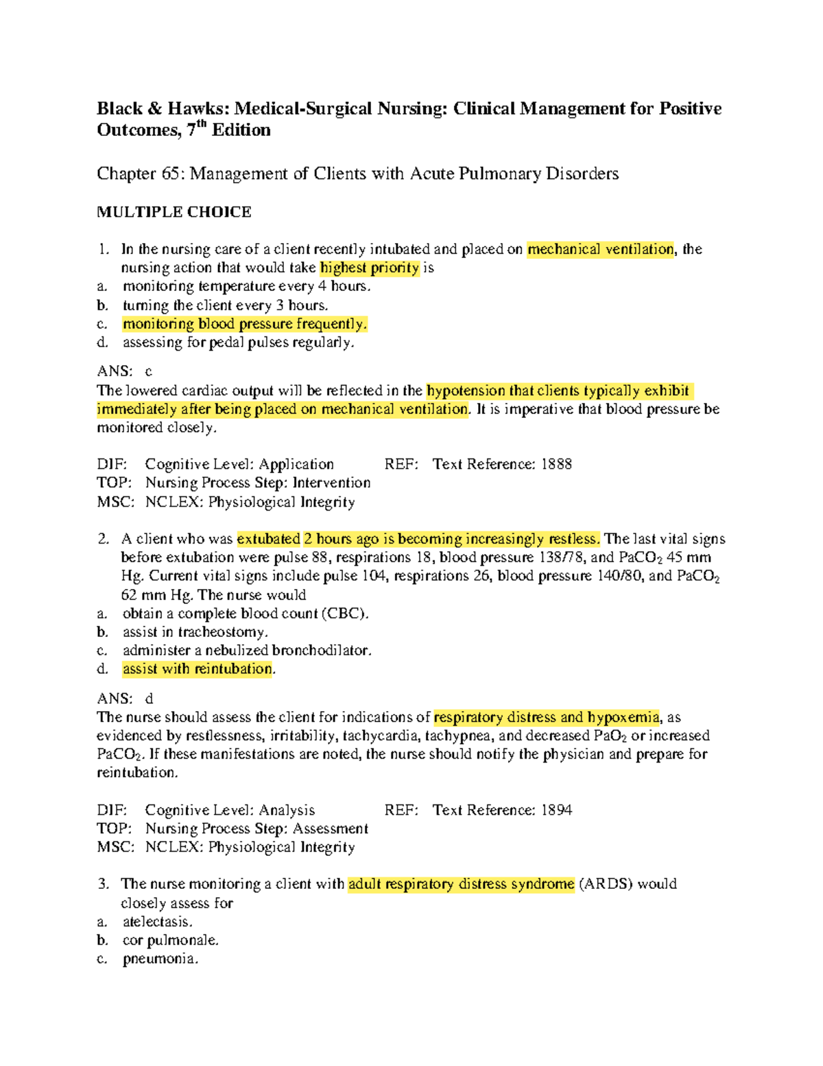 Chapter 65 Acute Pulmonary Disorders - Black & Hawks: Medical-Surgical ...