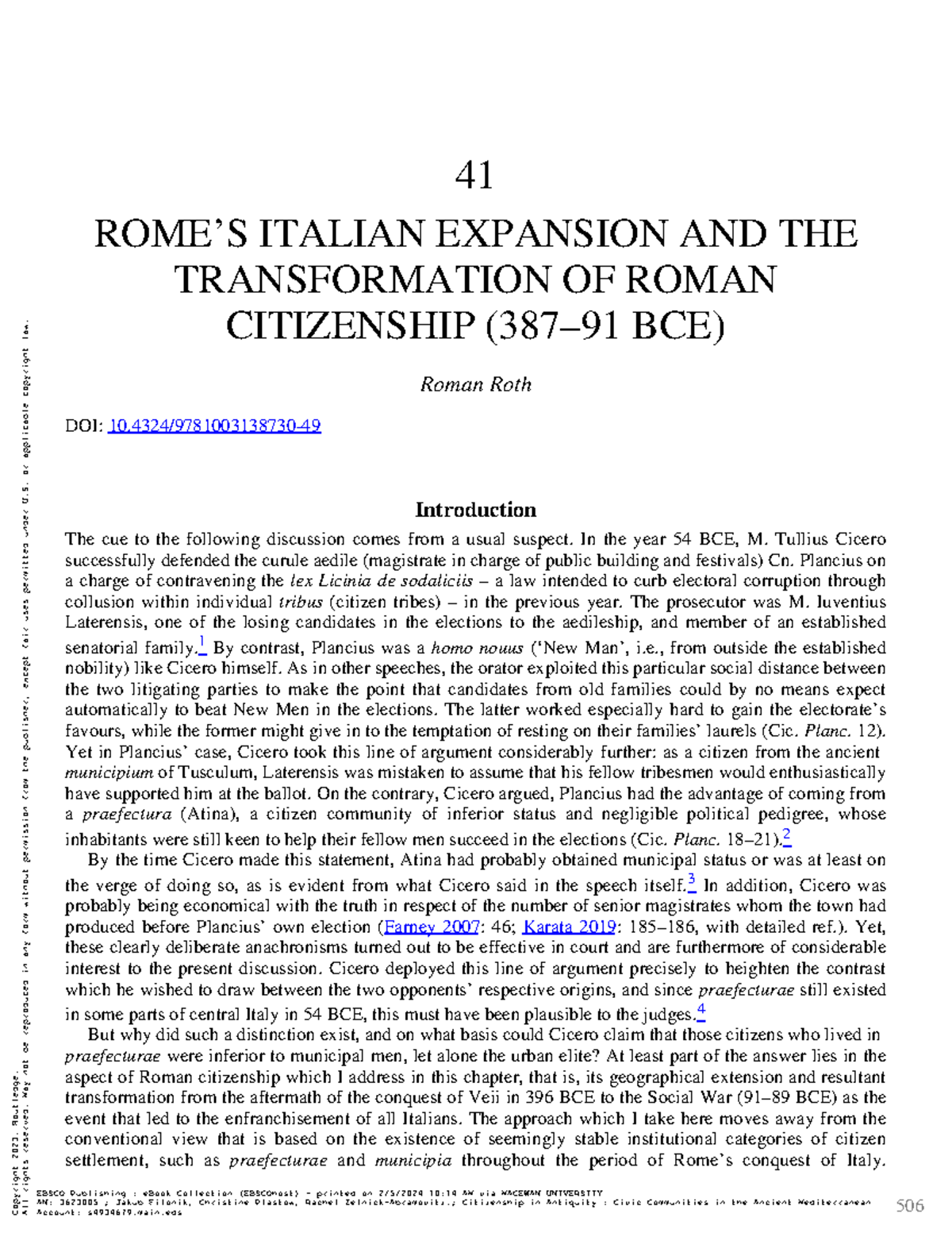 Roth - Romes Italian Expansion and the Transformation of Citizenship