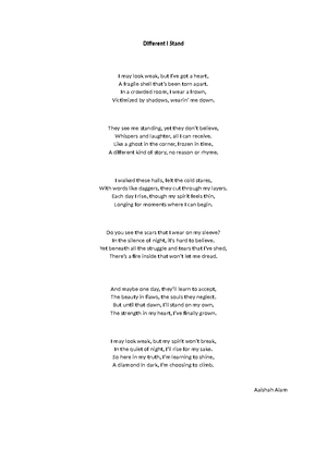 Personal statement - Poem on how I feel about society and life in ...
