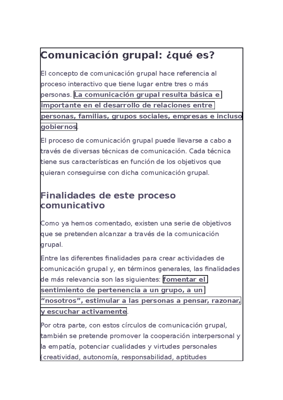 Información de resumen del libro de la Comunicación grupal ...