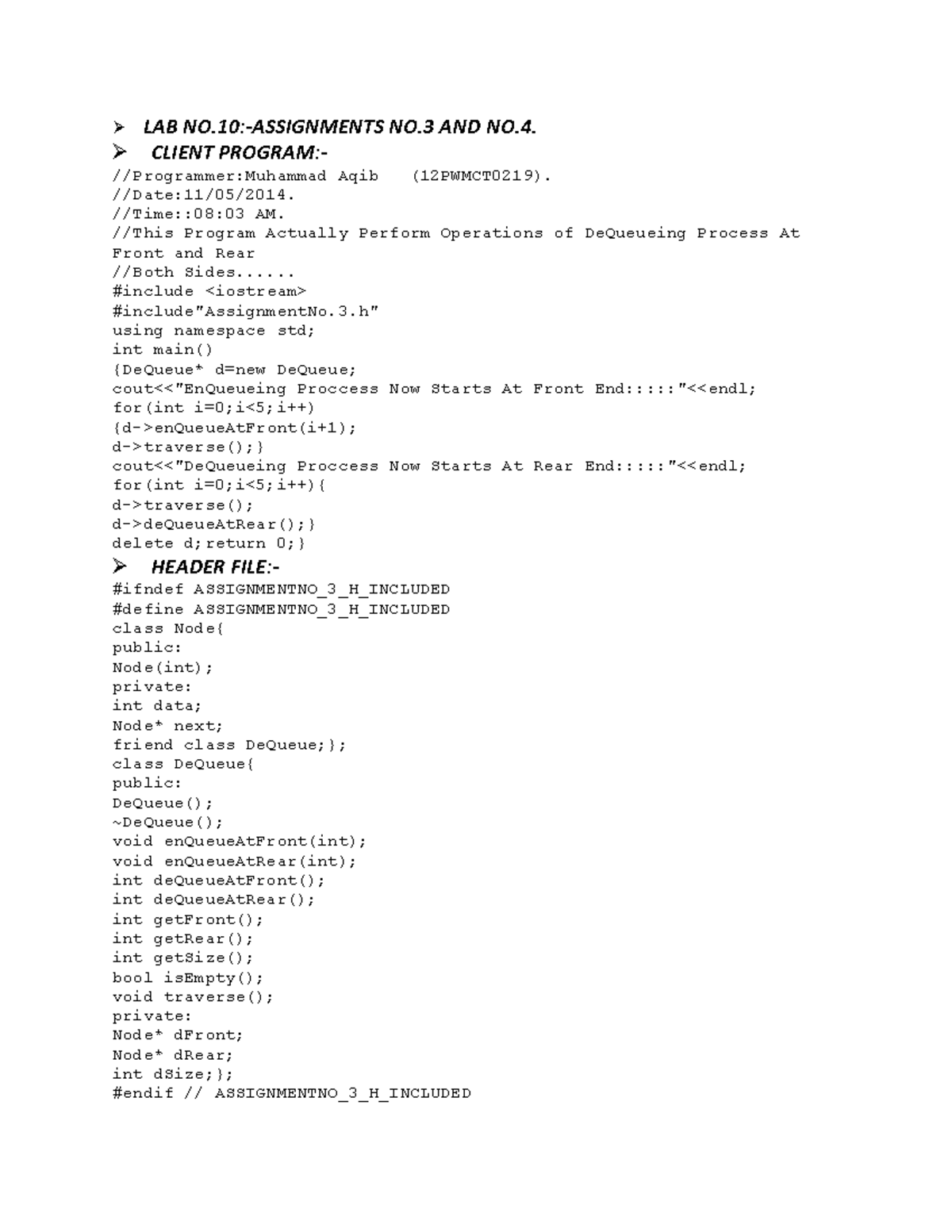 LAB NO. 10 - lab report - LAB NO:-ASSIGNMENTS NO AND NO. CLIENT PROGRAM ...