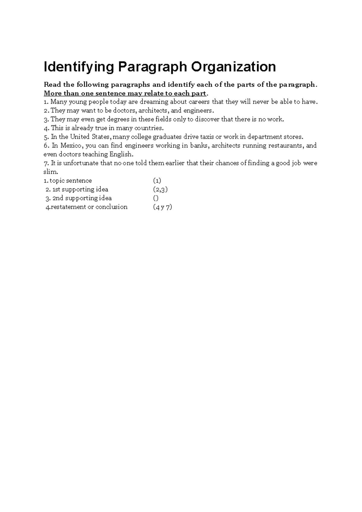 Identifying paragraph organization Mosaic 1 - Identifying Paragraph ...