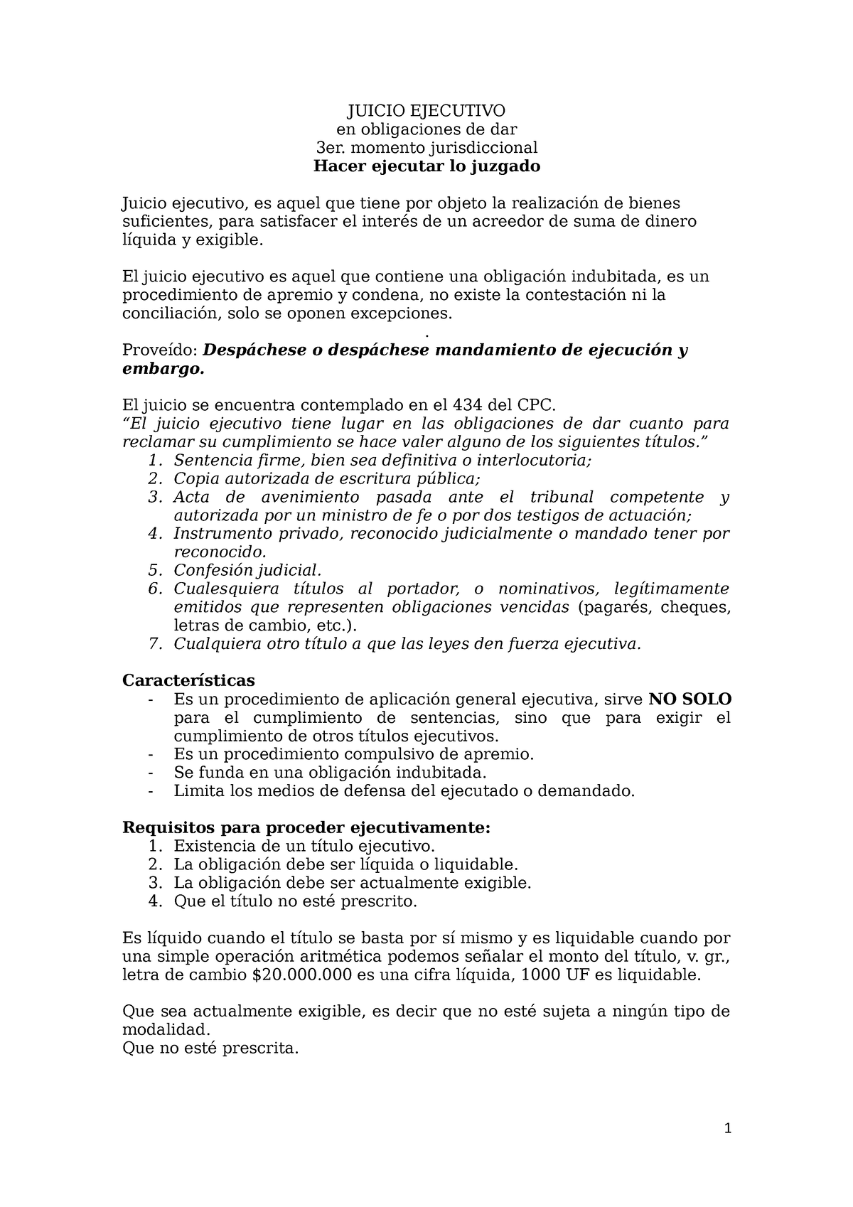 Juicio Ejecutivo Materia - JUICIO EJECUTIVO En Obligaciones De Dar 3er ...