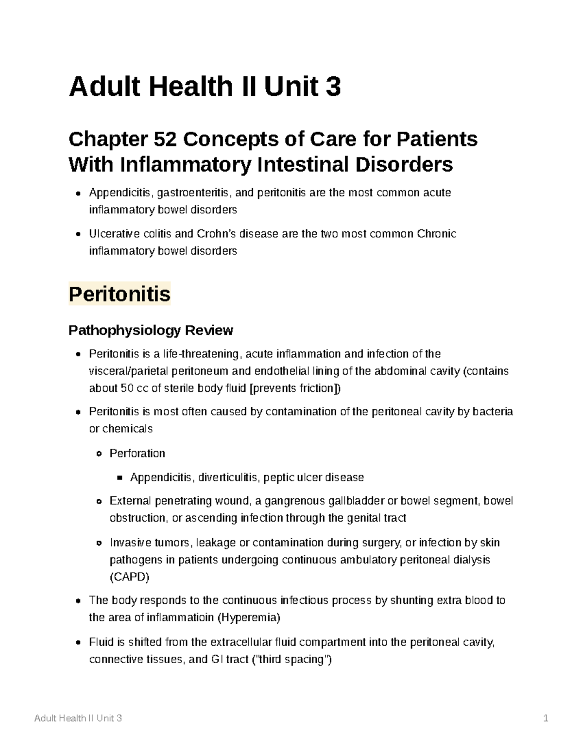 Medical Surgical Nursing, 10th Edition. Chapter 52 Notes - Adult Health ...