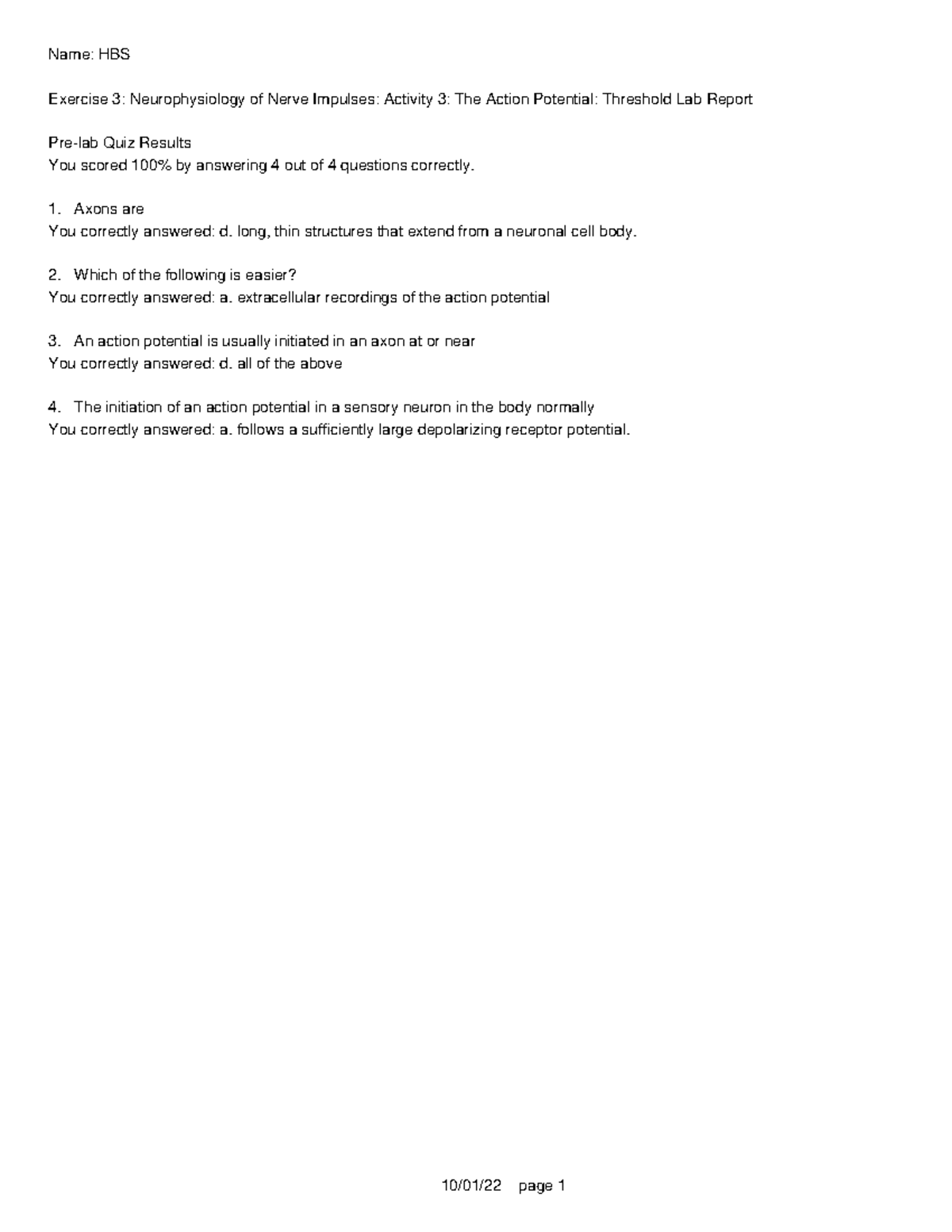 PEX 03 Act03 De Rien Name HBS Exercise 3 Neurophysiology Of Nerve