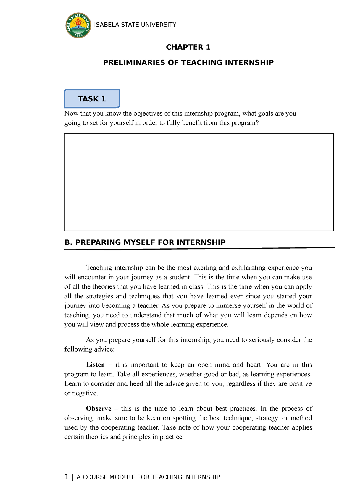 Internship Portfolio Template CHAPTER 1 PRELIMINARIES OF TEACHING   Thumb 1200 1698 